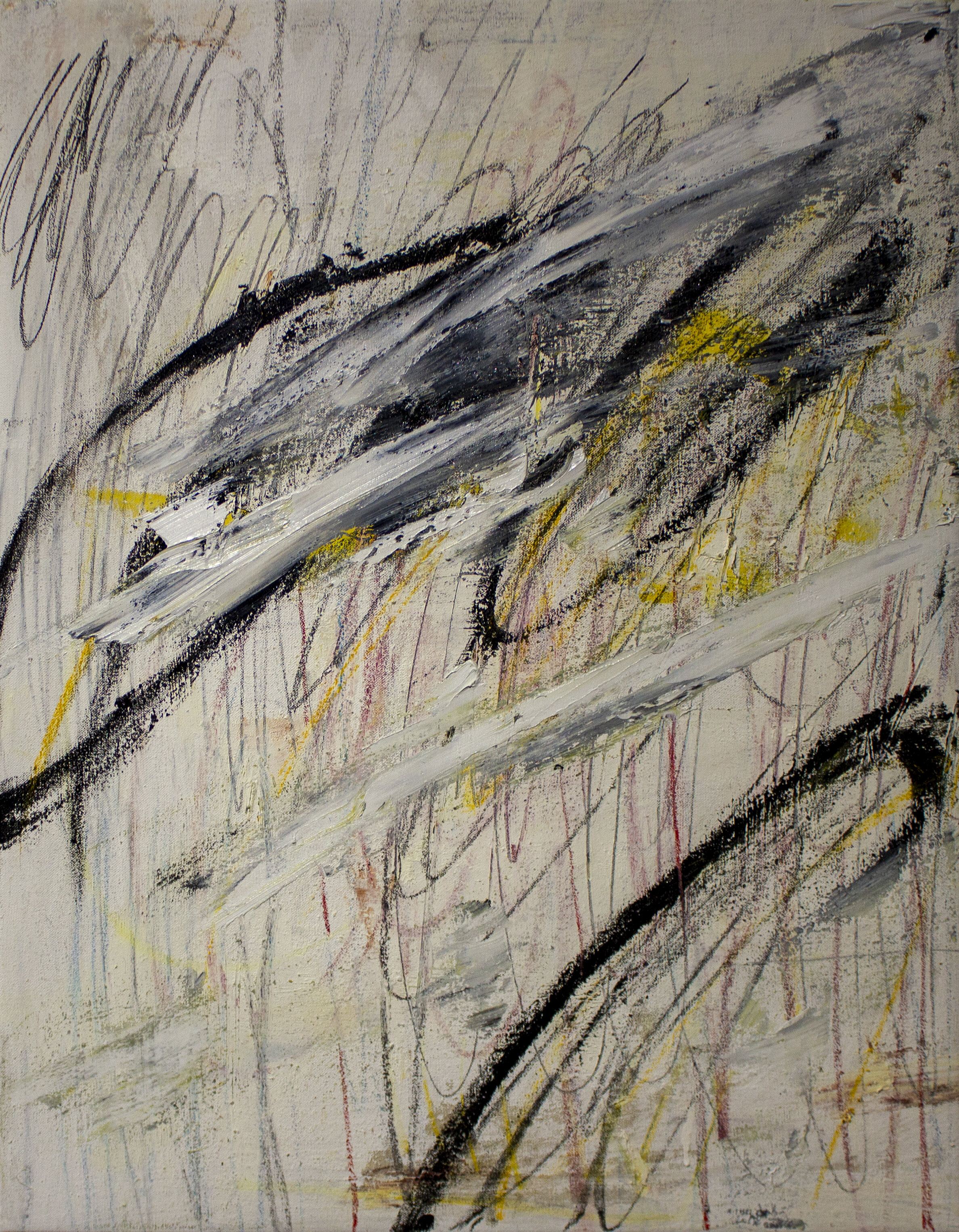   Lebenswelt , 2021  28 x 22 Inches  Oil, Acrylic, Colored Pencil, Chalk Pastel, Oil Pastel, Crayon, Graphite, and Charcoal on Canvas  Private Collection 