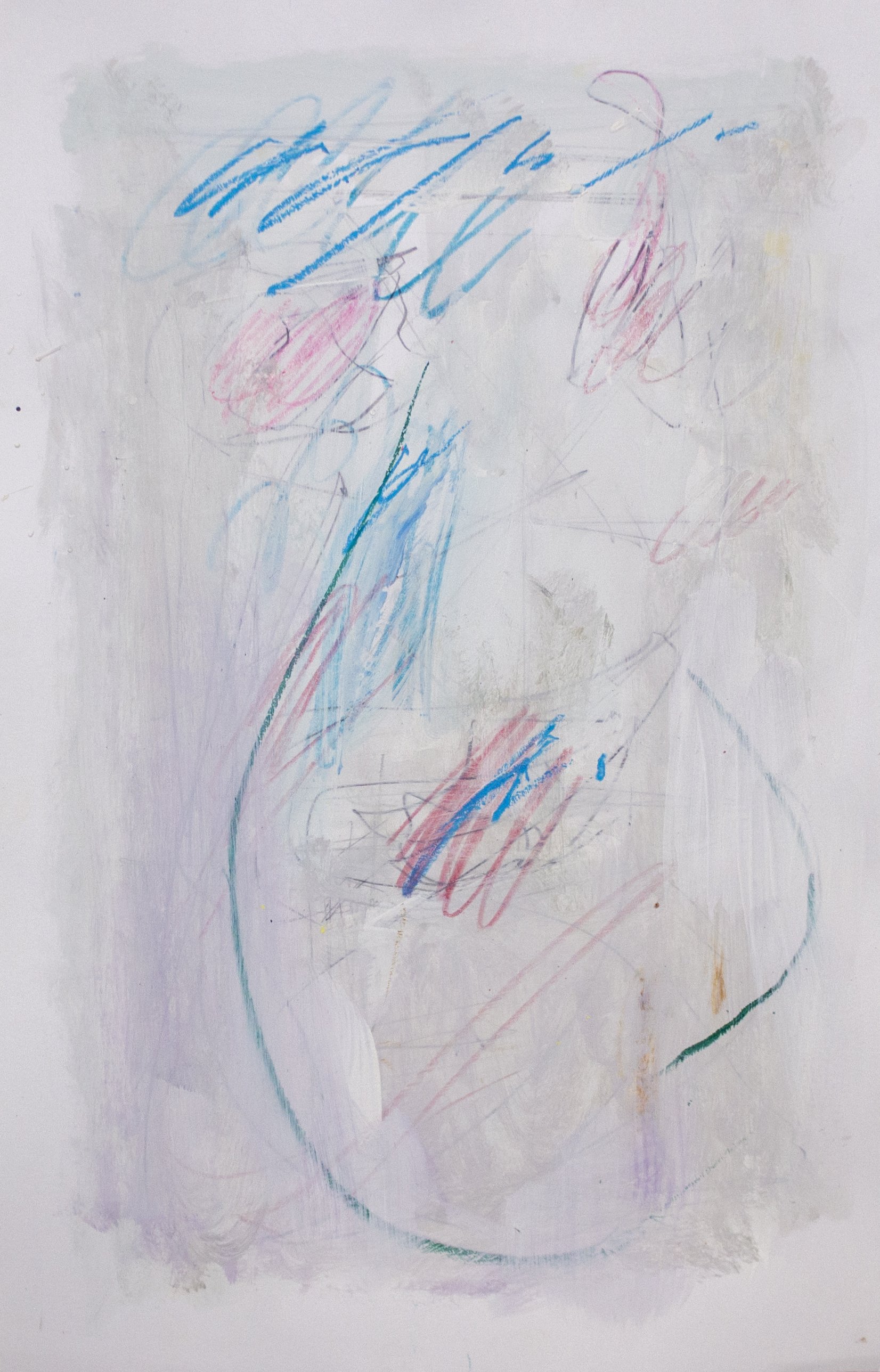   Gossamer , 2021.  11 x 17 inches  Oil, Acrylic, Pastel, Crayon on Paper. 