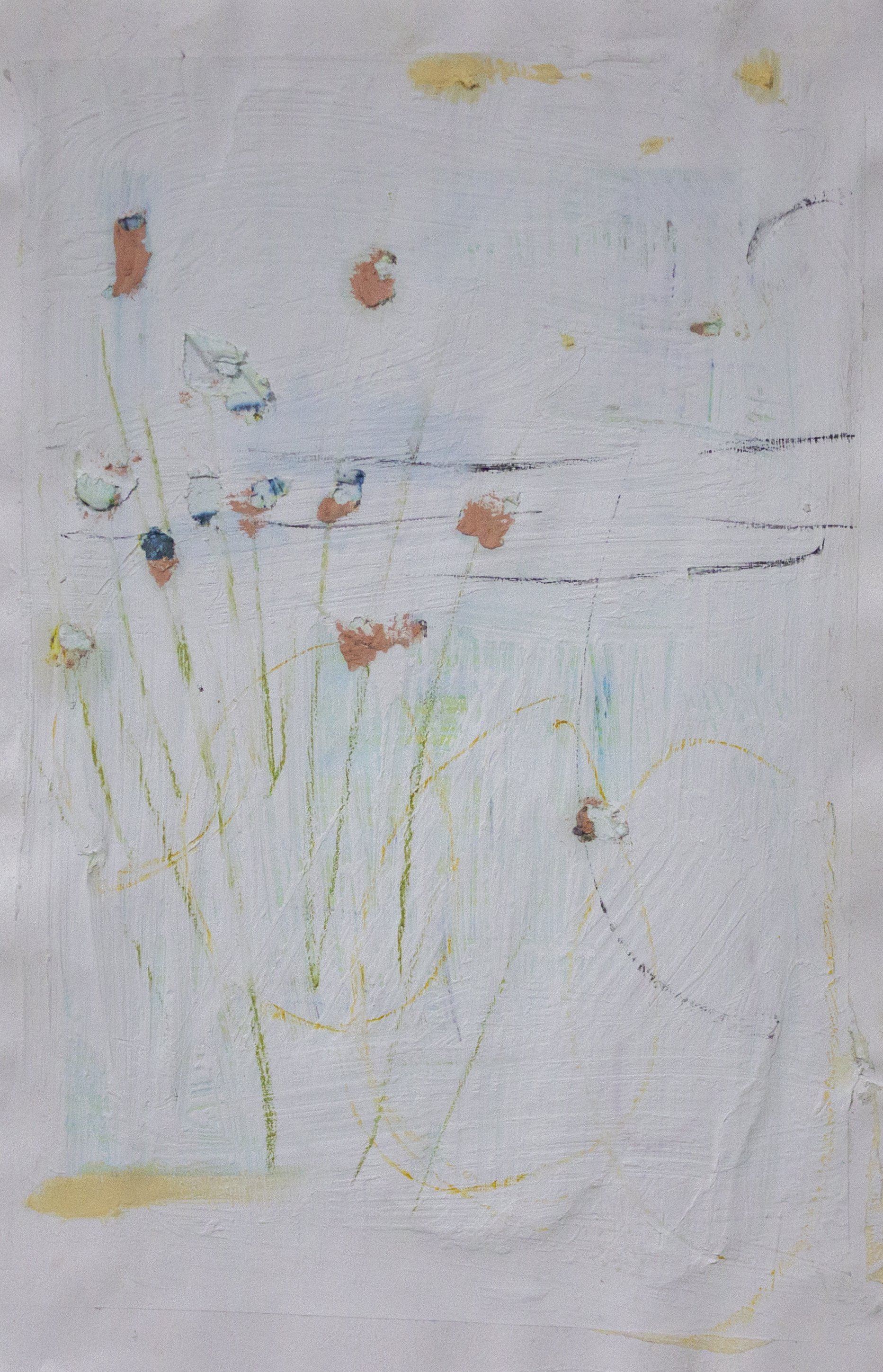   Bouquet Pourri , 2021  11 x 17 inches  Oil, Acrylic, Crayon, Pastel and Pencil on Paper 