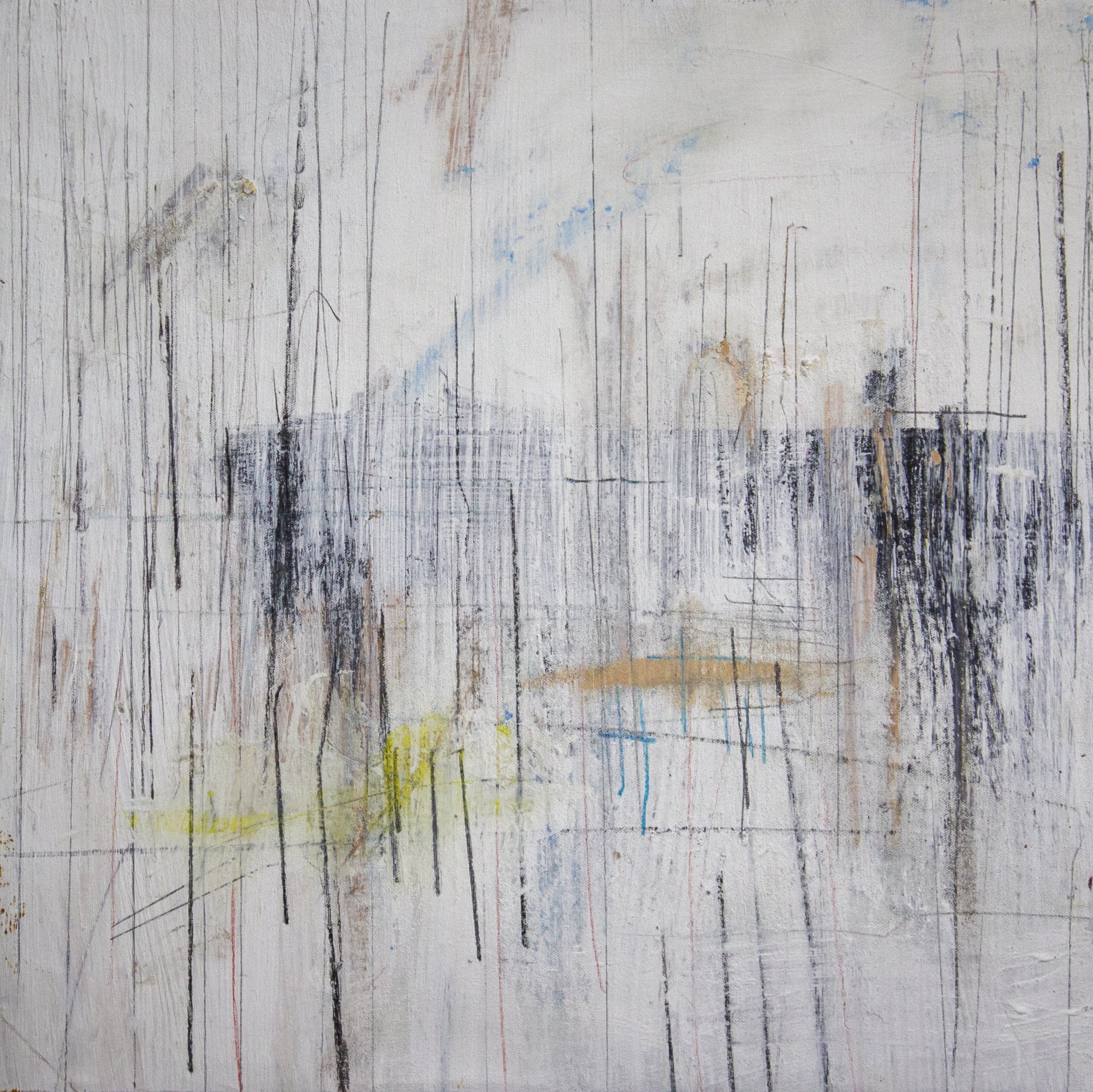   From This View , 2021  22 x 24 Inches  Oil, Acrylic, Colored Pencil, Graphite, Pastel, and Crayon on Canvas 