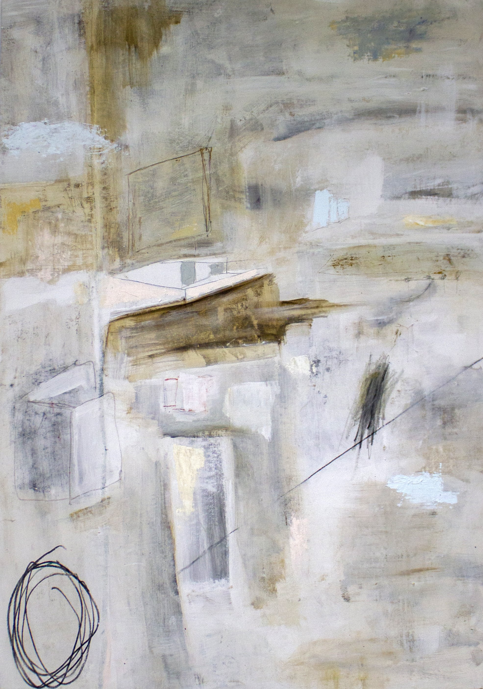   What Was Sacrificed and What May Well Be Redeemed , 2023  60 x 42 Inches  Oil, Acrylic, Graphite, Charcoal, Pastel, Colored Pencil and Oil Stick on Canvas 