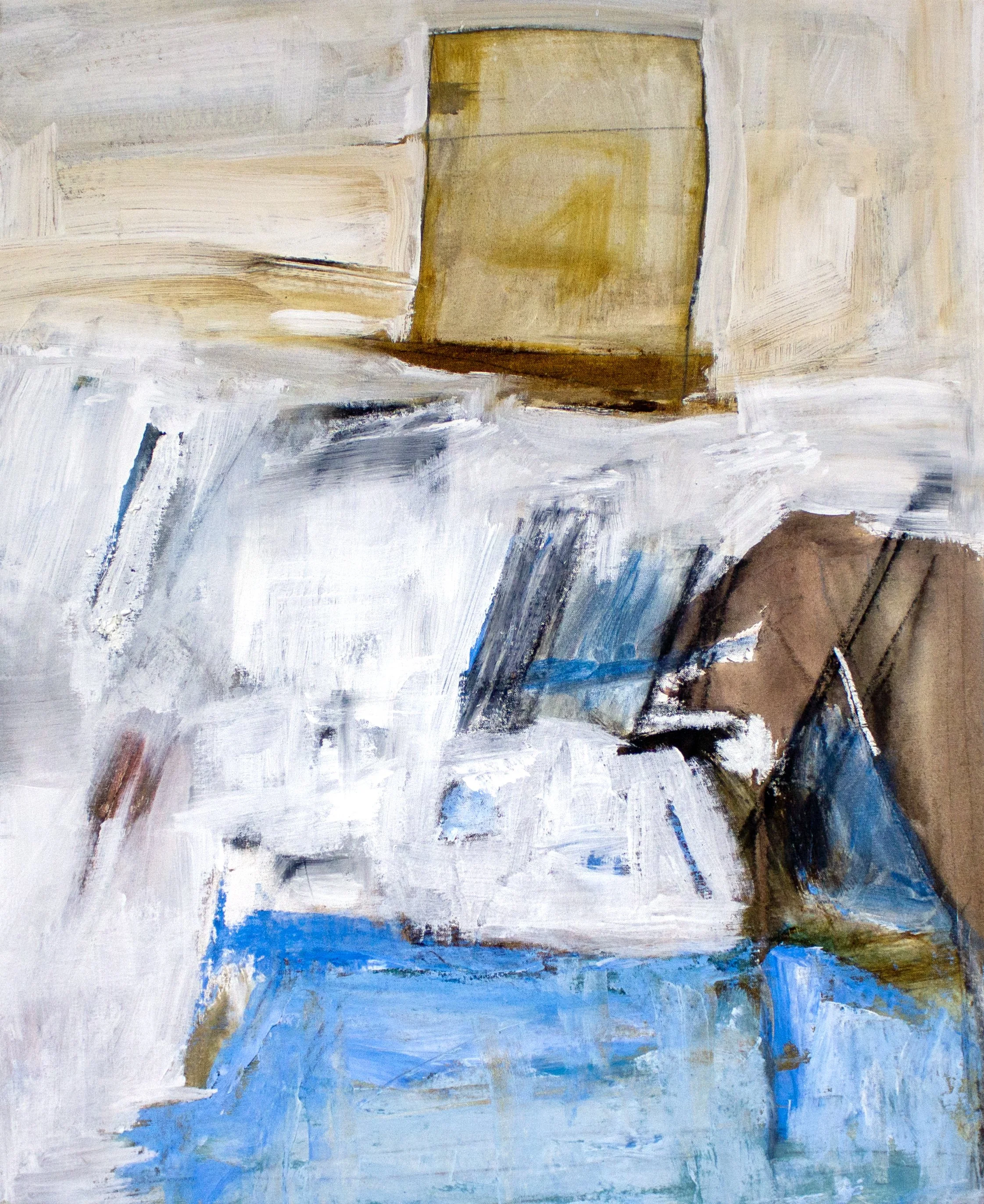 Inefficacious Conduction of a Track Already Contrived, 2025 34 × 28 Inches Oil, Acrylic, Oil Stick, Graphite, Chalk Pastel, Colored Pencil, and Crayon on Canvas