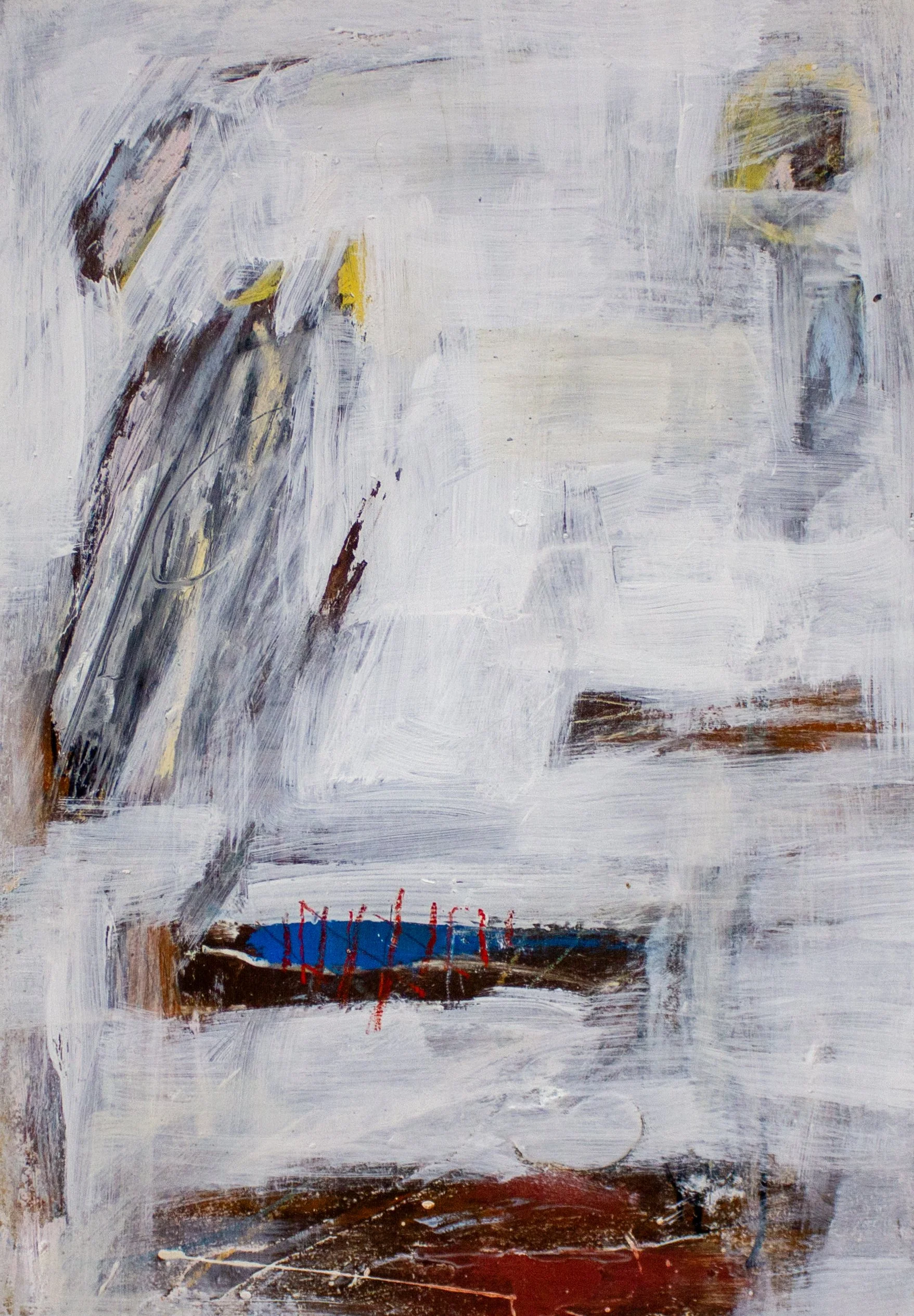   Peradventure ,  2025  12 × 17 Inches  Oil, Acrylic, Crayon, Colored Pencil, Chalk Pastel, and Graphite on Panel 