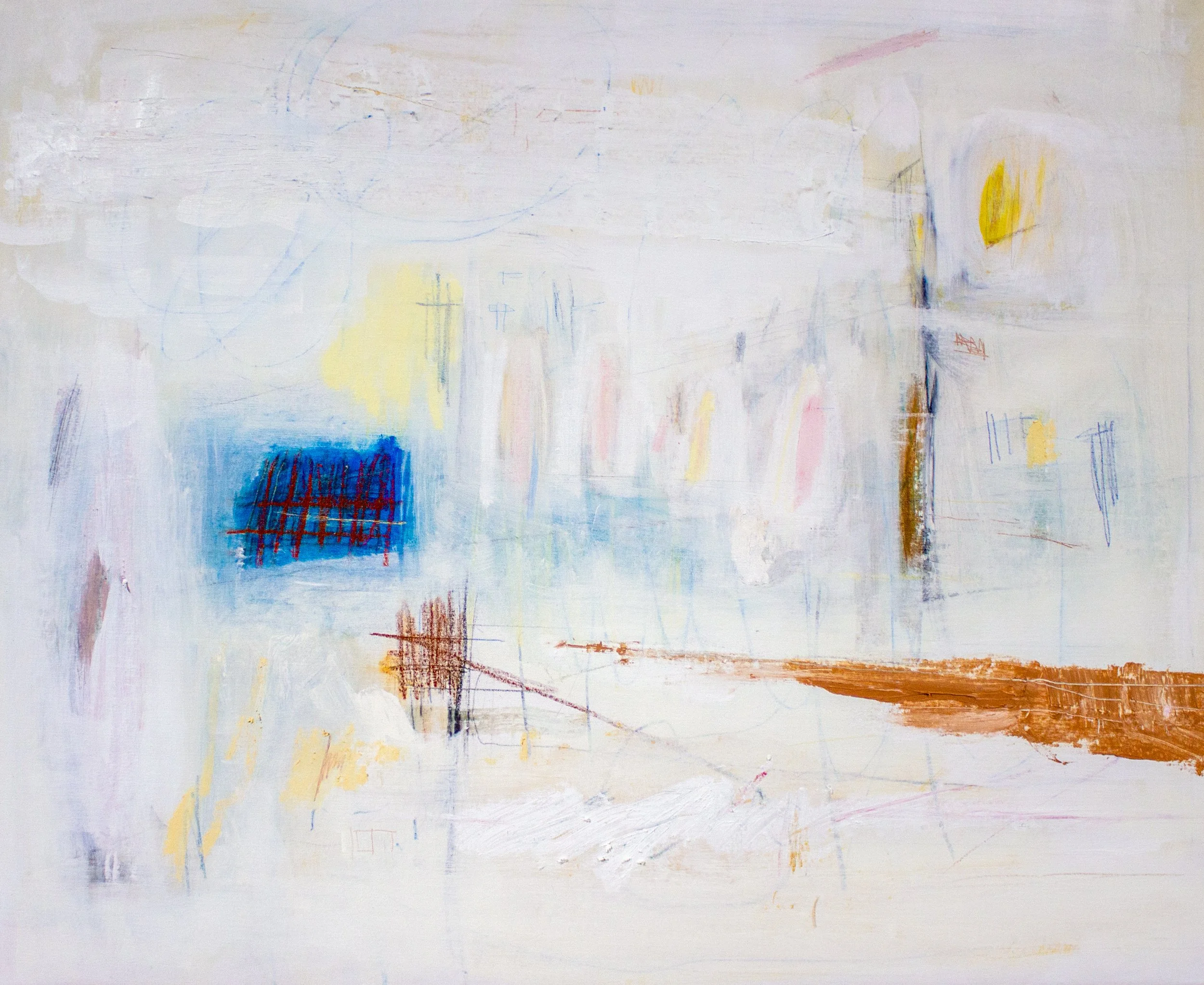   untiled,  2025  44 × 36 Inches  Oil, Acrylic, Oil Stick, Crayon, Colored Pencil, and Graphite on Panel 