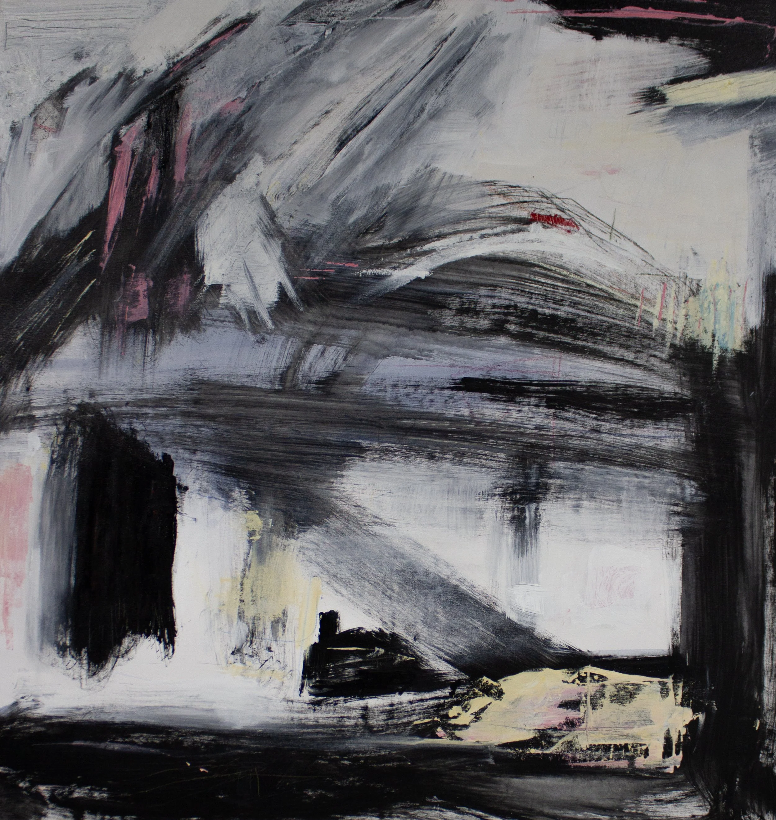   Yearning a Sacrament of Sanctification,  2026  38 × 36 Inches  Oil, Acrylic, Oil Stick, Crayon, Chalk Pastel, Oil Pastel, Colored Pencil, and Graphite on Canvas 
