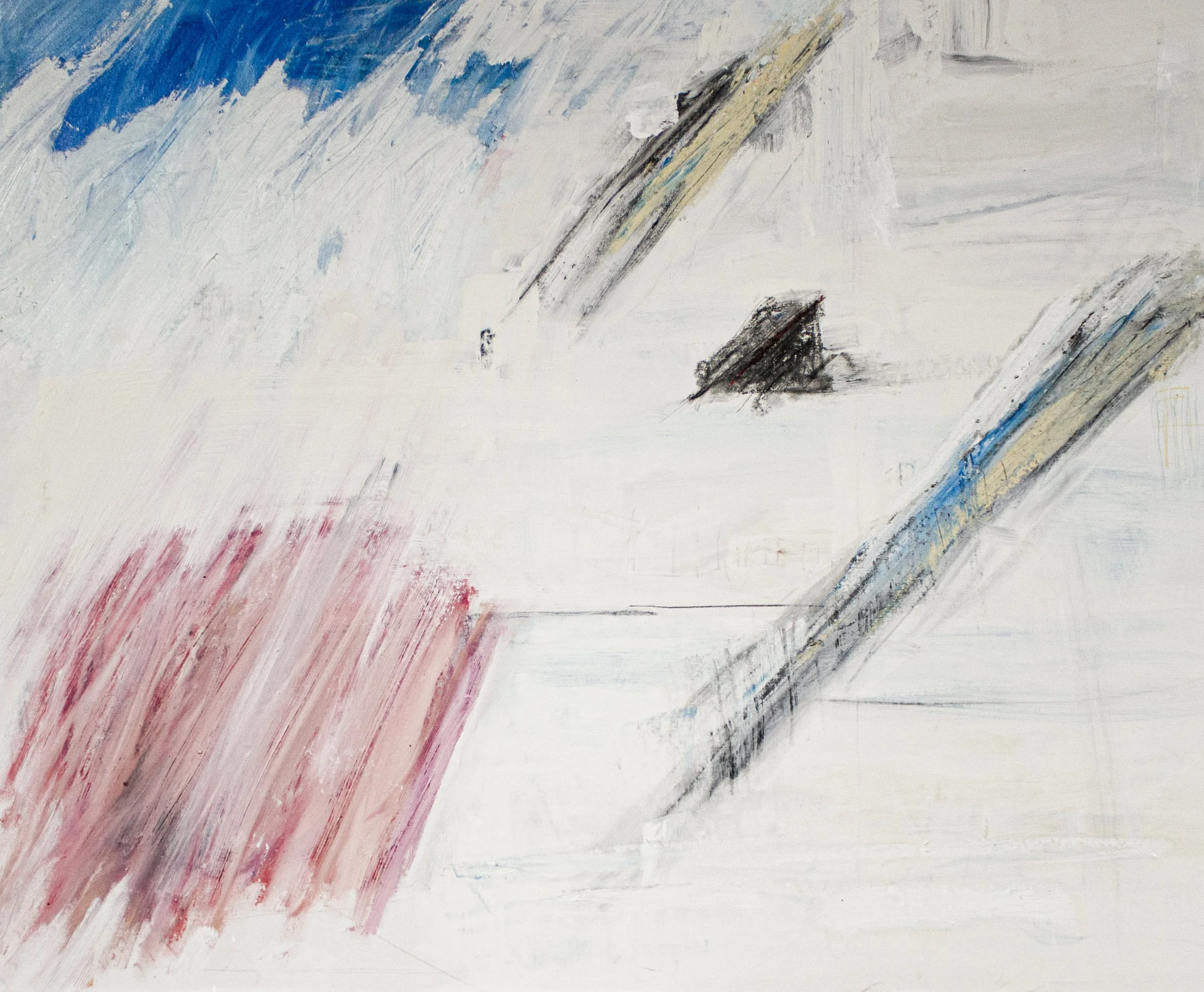   Waltz No. 5,  2026  38 × 46 Inches  Oil, Acrylic, Oil Stick, Crayon, Colored Pencil, and Graphite on Canvas  Private Collection 
