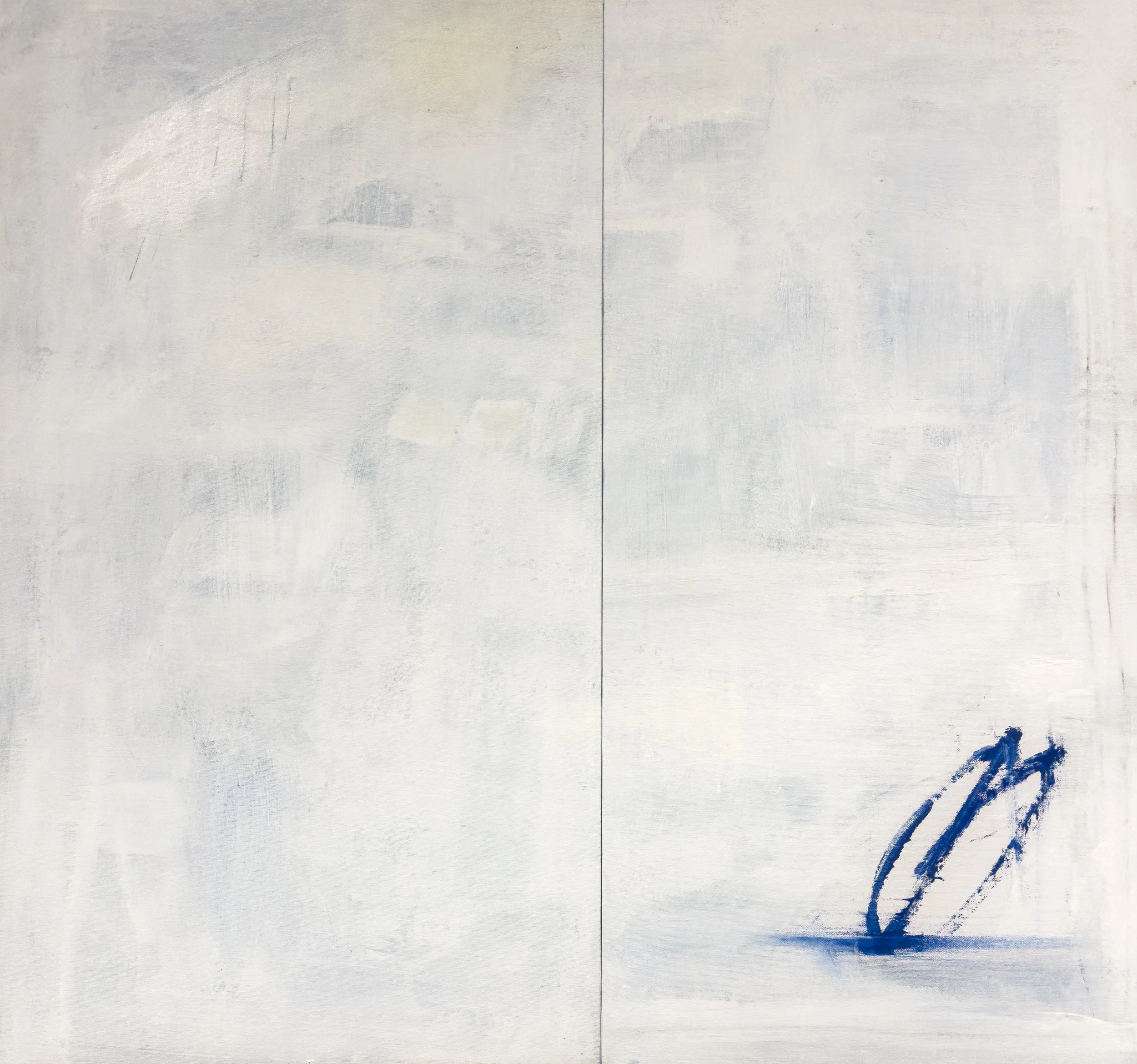  Mutual Implicit Adieu  2025  34 × 32 Inches  Oil, Acrylic, Oil Stick, Graphite, Colored Pencil, and Crayon Diptych on Canvas 