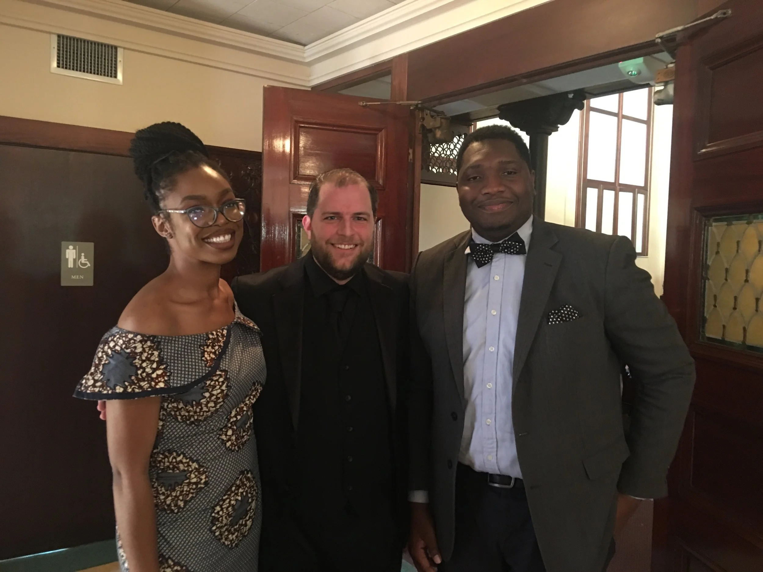 Jordan Randall Smith with concert attendees Ozi and John. September 30, 2018