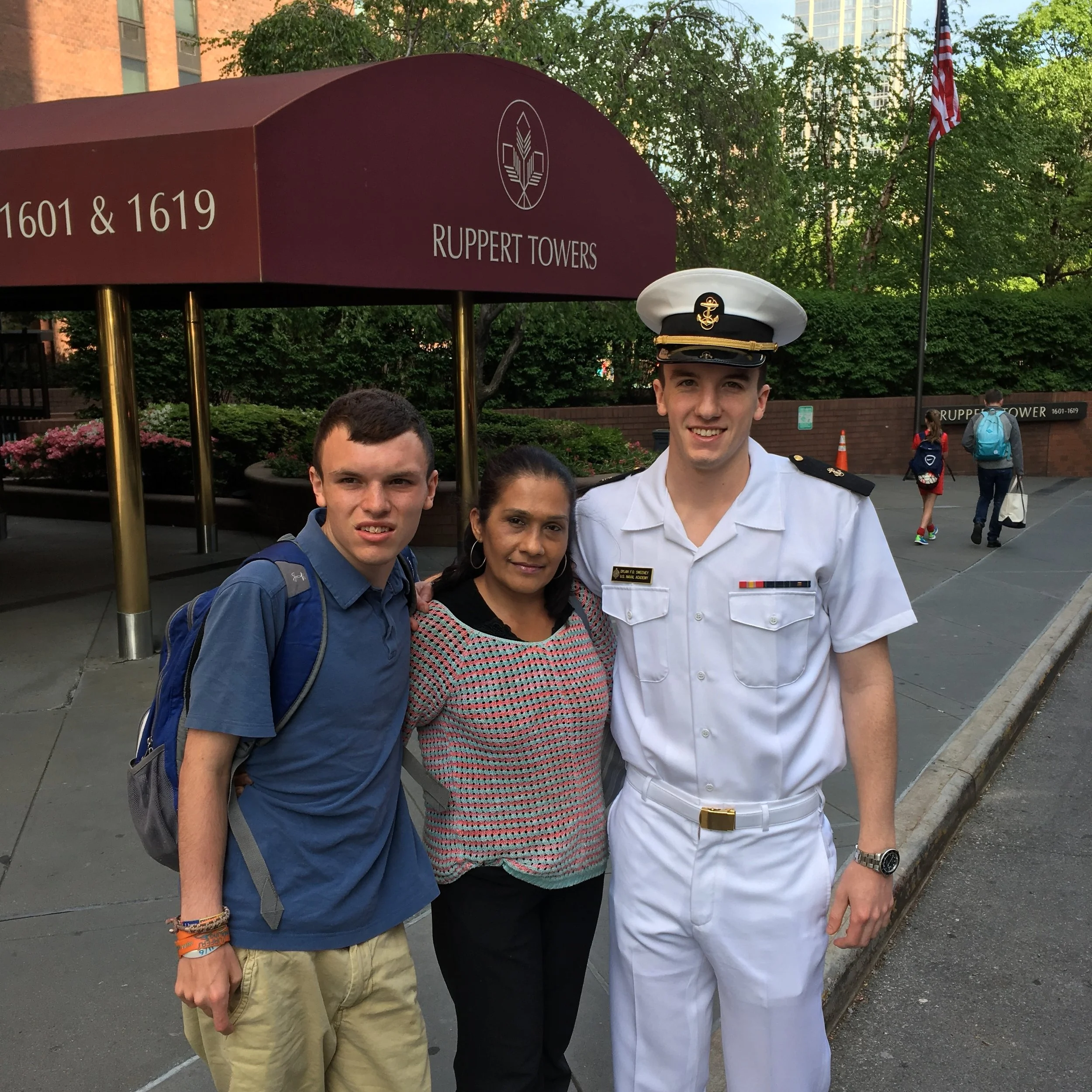 Dustin Sweeney & Midshipman Dylan Sweeney with Dustin's Caregiver Fazie
