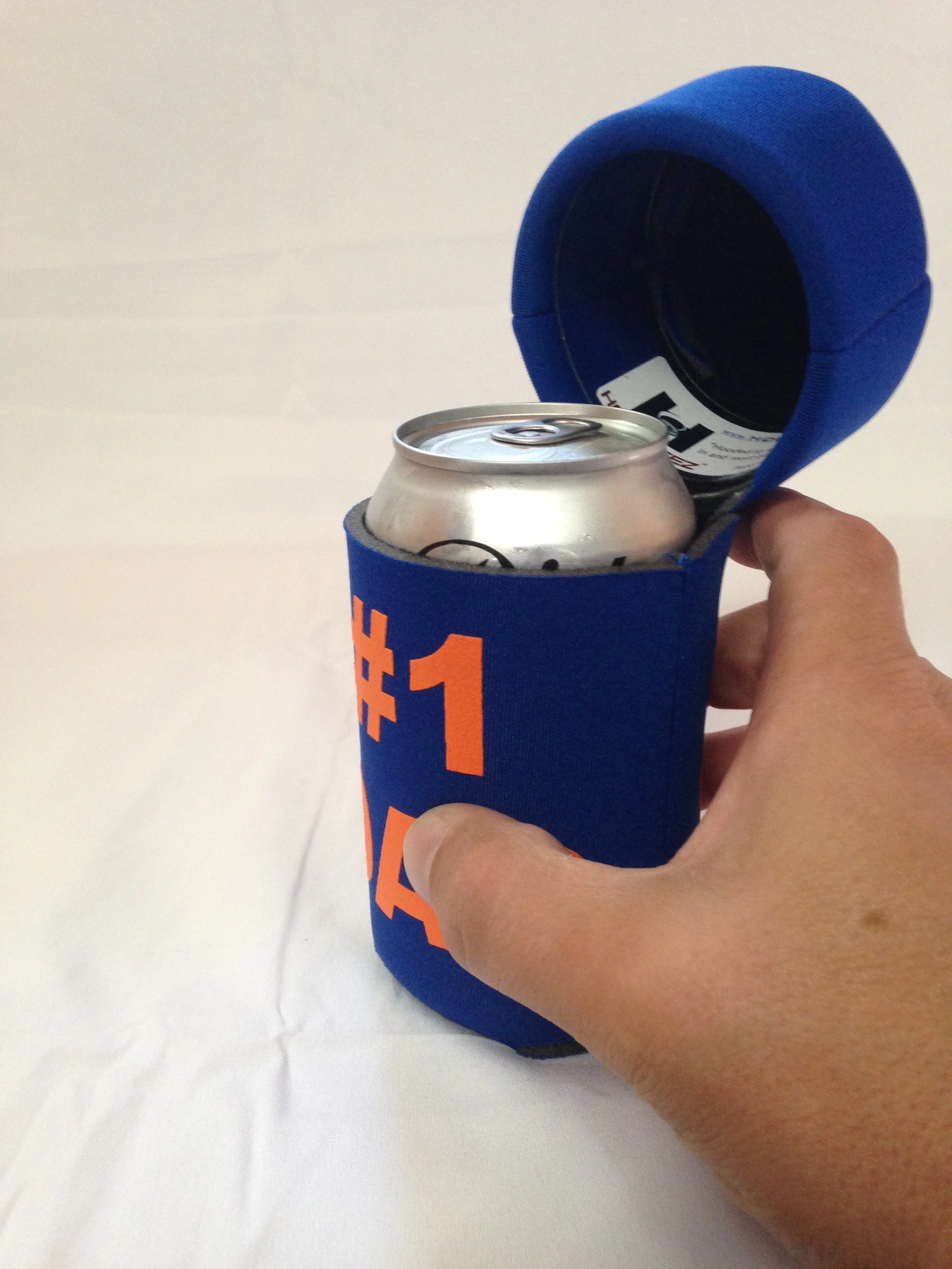 HOODZEEZ Hooded Can Cooler (royal blue with #1 DAD)