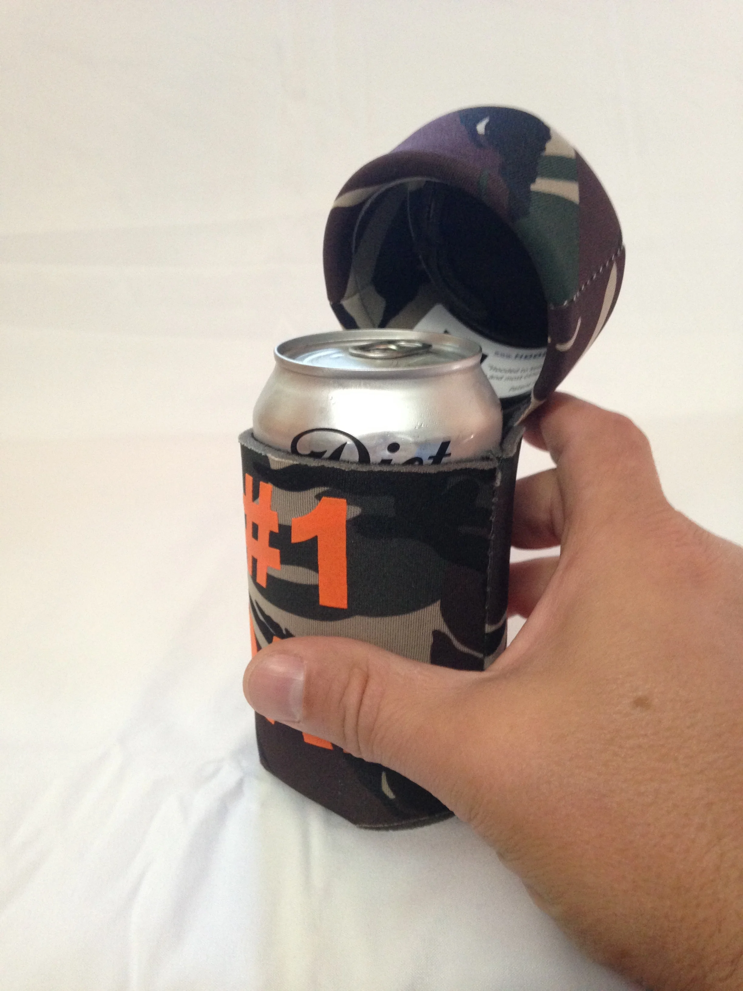 HOODZEEZ Hooded Can Cooler (military camo with #1 DAD)