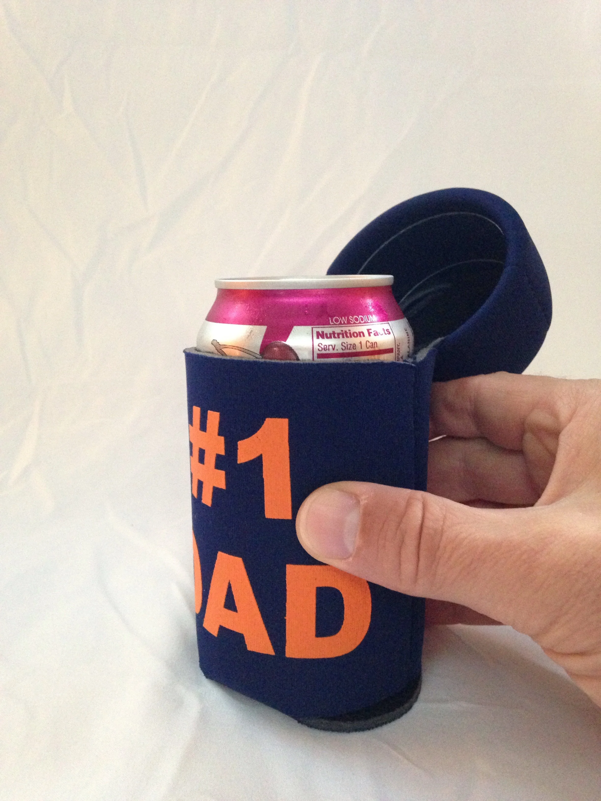 HOODZEEZ Hooded Can Cooler (navy blue with #1 DAD)