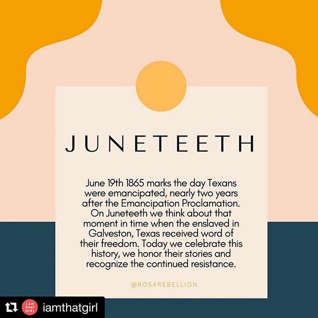 👊🏽👊🏾👊🏿 #Repost @iamthatgirl with @get_repost
・・・
J U N E T E E N T H // Know the history. Honor the stories. Demand justice. Happy Juneteeth. | #juneteenth #1865 #freedomday #blackstories #blackhistory #repost @rosarebellion