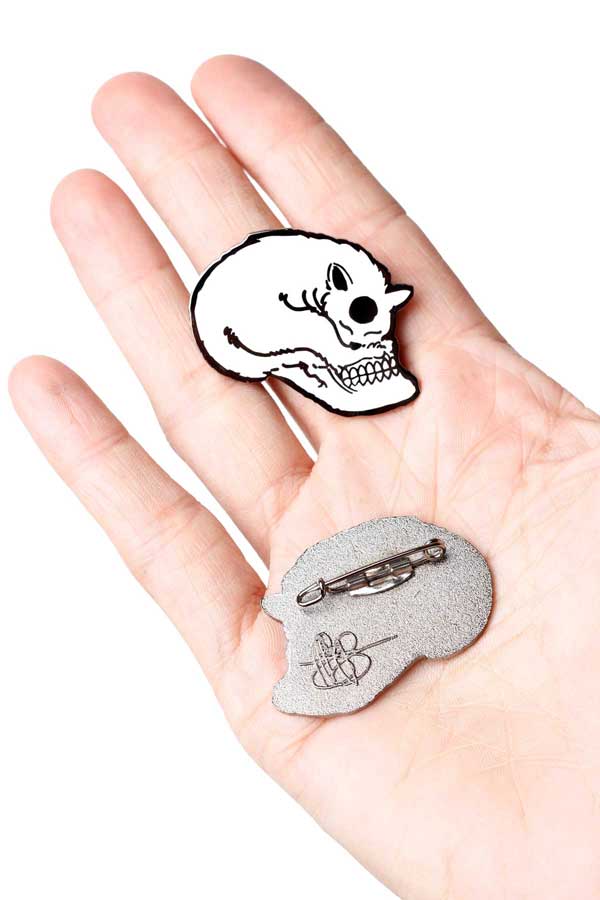 Cat Skull Enamel pin by I don't Give a Meow