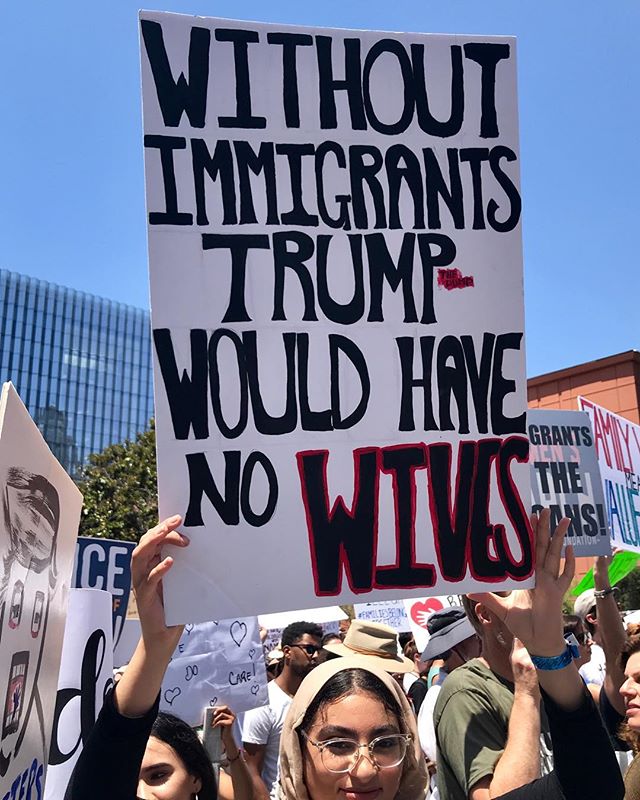 At the march in #dtla This says it all!#keepfamiliestogether #enddeportations