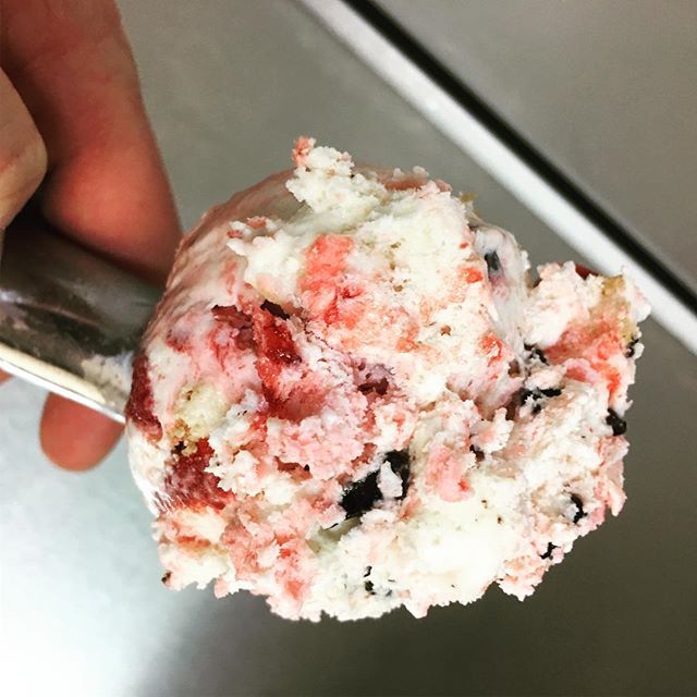 We will be closed 4/21 for Easter!  Stock up today!! Maybe some Strawberry Chip Cheesecake?  Cheesecake ice cream with dark chocolate chips, NY cheesecake bites and strawberry swirls! #holycowct #icecream #homemade #newtown