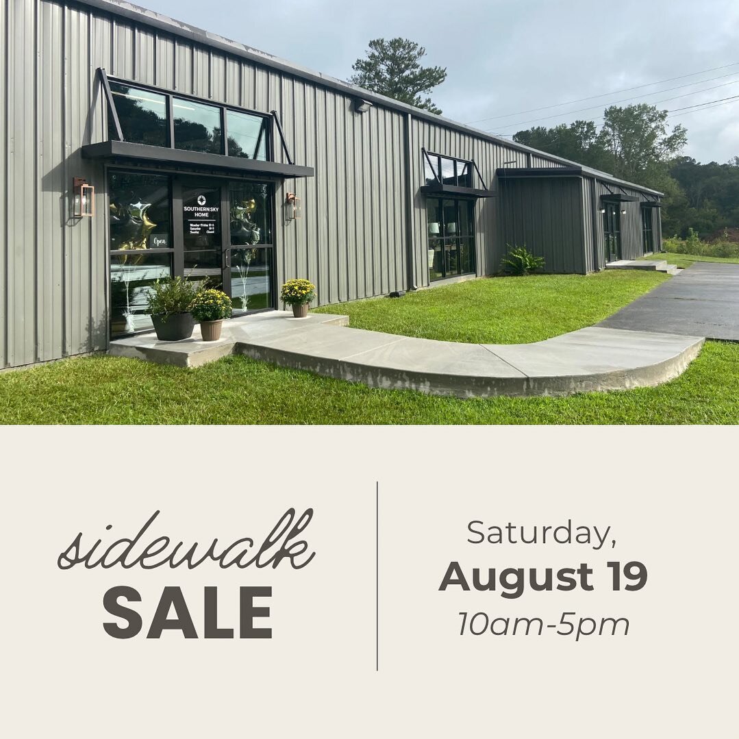 🏷️ SIDEWALK SALE 🏷️

Save the date! Shop accessories, furniture &amp; more. Enjoy savings up to 80% off.

Stay tuned for product sneak peeks! 

249 Arnold Mill Rd., Woodstock
Saturday, August 19
10am-5pm

See you there!