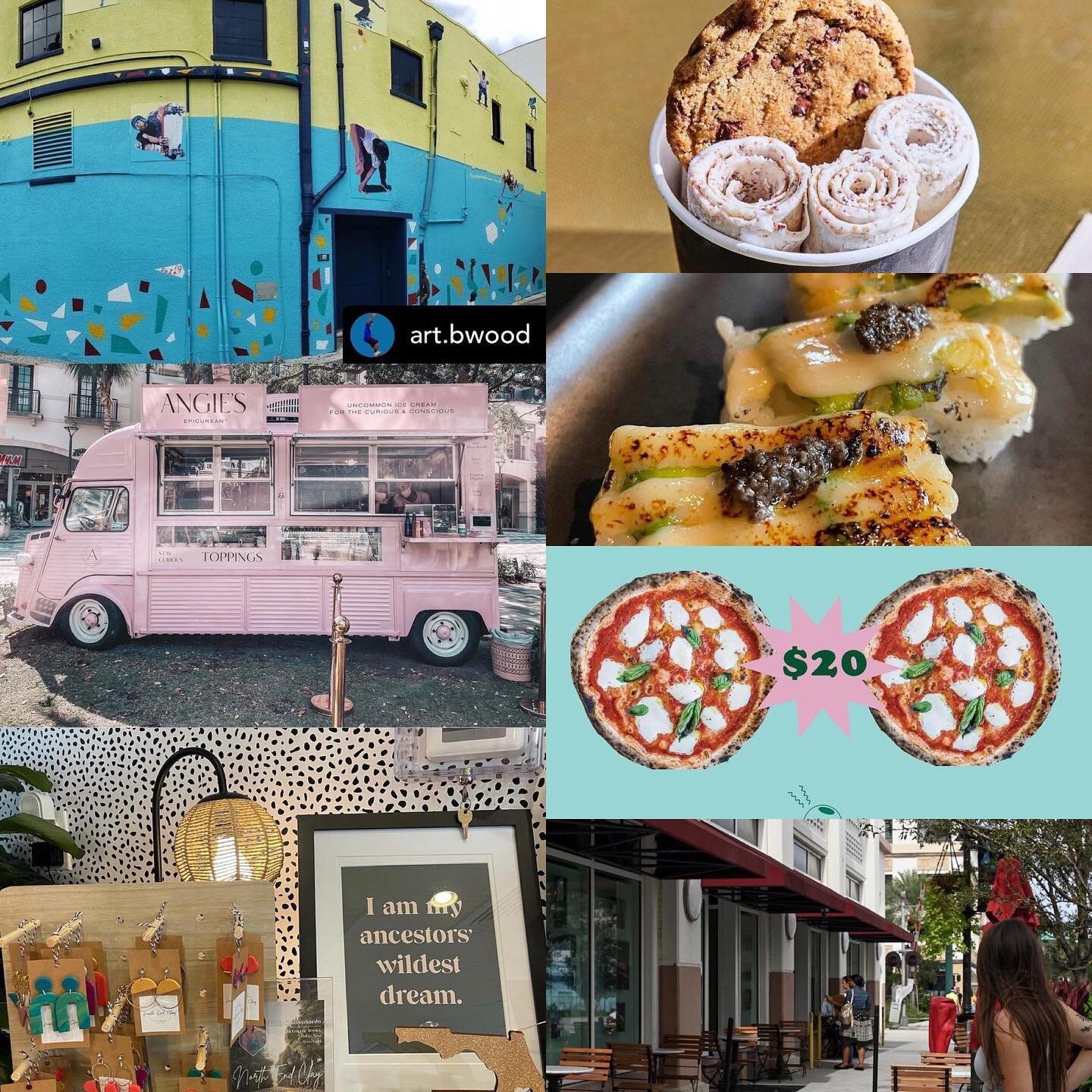 Open! Fun $5 and up racks are outside! Today we wanted to share some of the cool things we 👀 love about @downtownwpb! If you got locals tips please share! 
1. New skate mural by @art.bwood alleyway of 314 clematis 
2. @ligerscookies at @cremarolls (