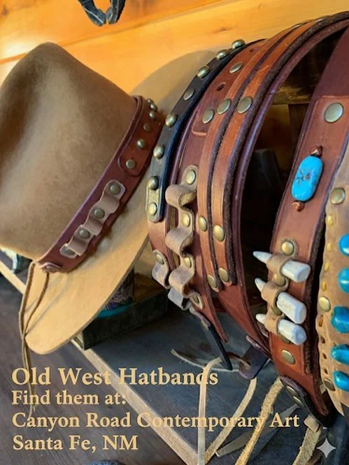 Old West Hatbands - Coming soon to @canyon_contemporary in Santa Fe, NM! 

Crafted from supple leather, vintage horse-tack, antler and turquosie, these made to last bands will be in style for a lifetime.