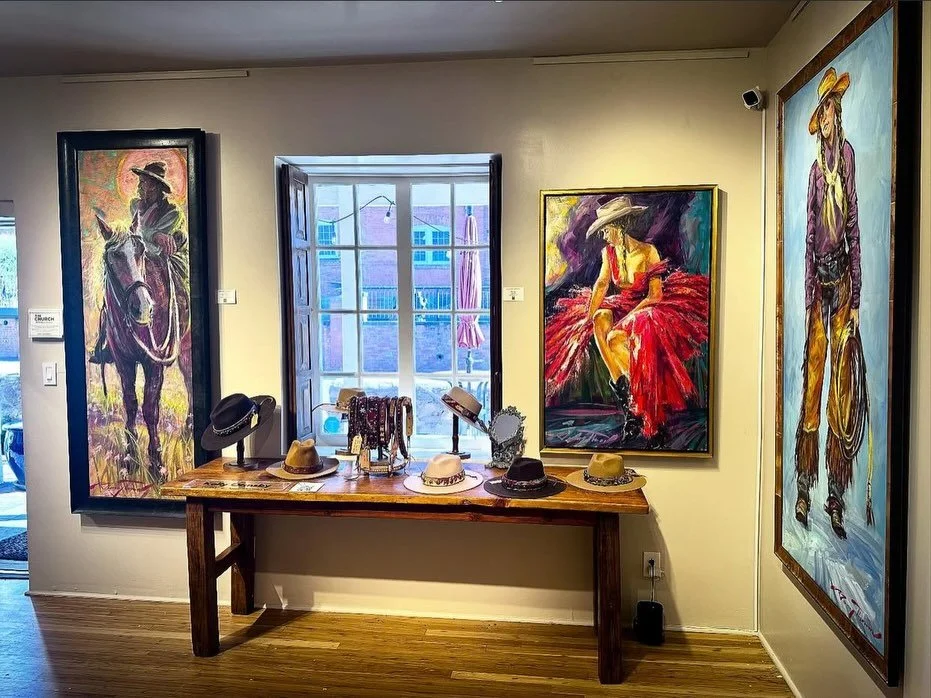 Brand new hat band display in the Western Room at @canyon_contemporary in Santa Fe, New Mexico: 🤠