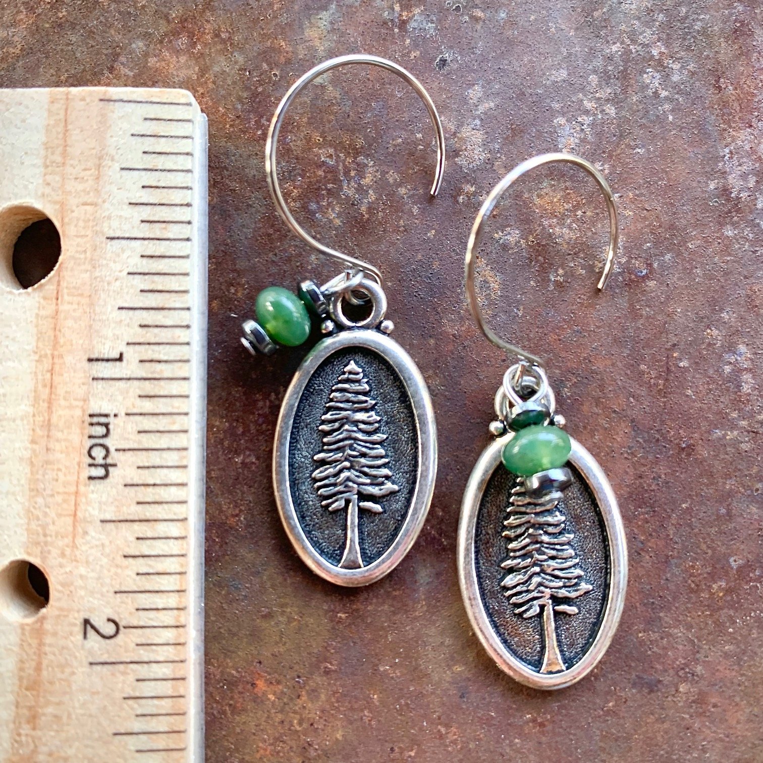Pine Tree Earrings with Ruler.jpg