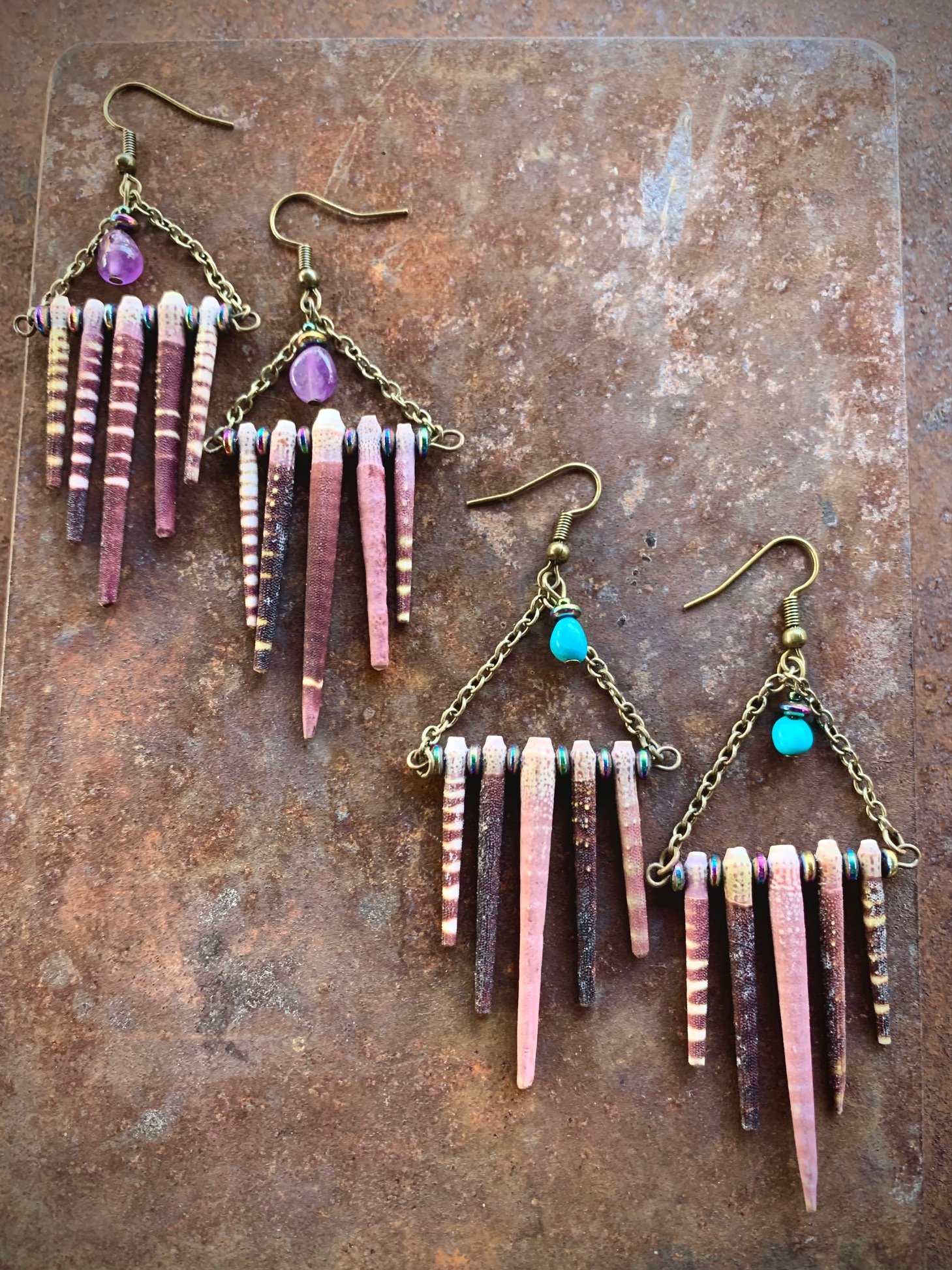 Sea Urchin Spine Earrings in Group.jpg