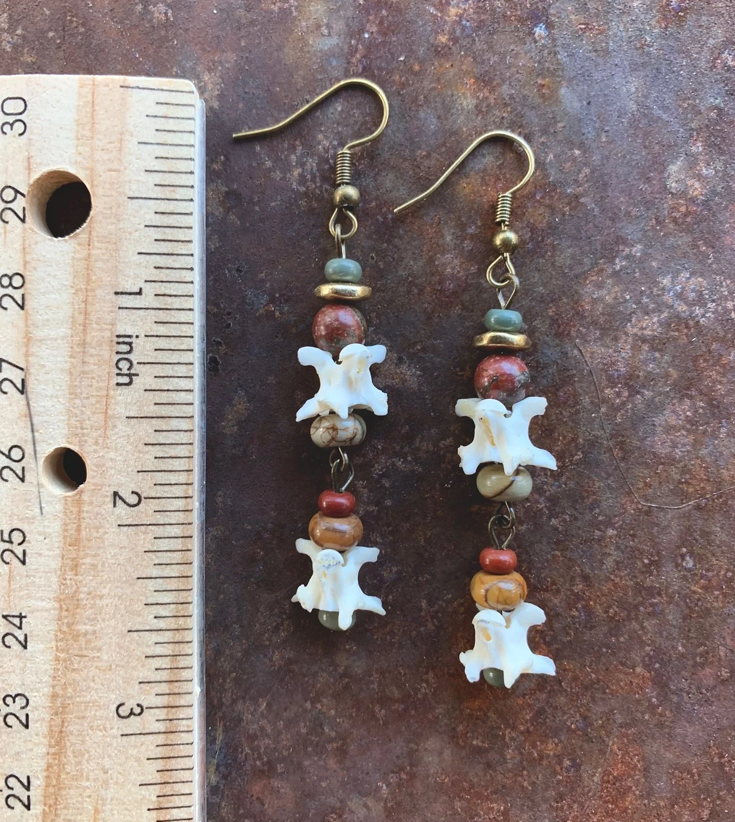 Jasper Rattlesnake Earrings with Ruler.jpg