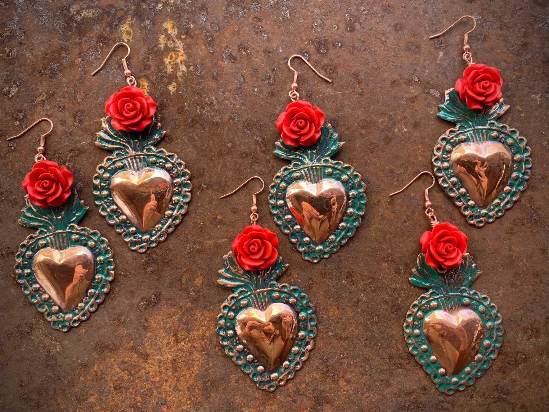 Sacred Heart Earrings in Group.jpg