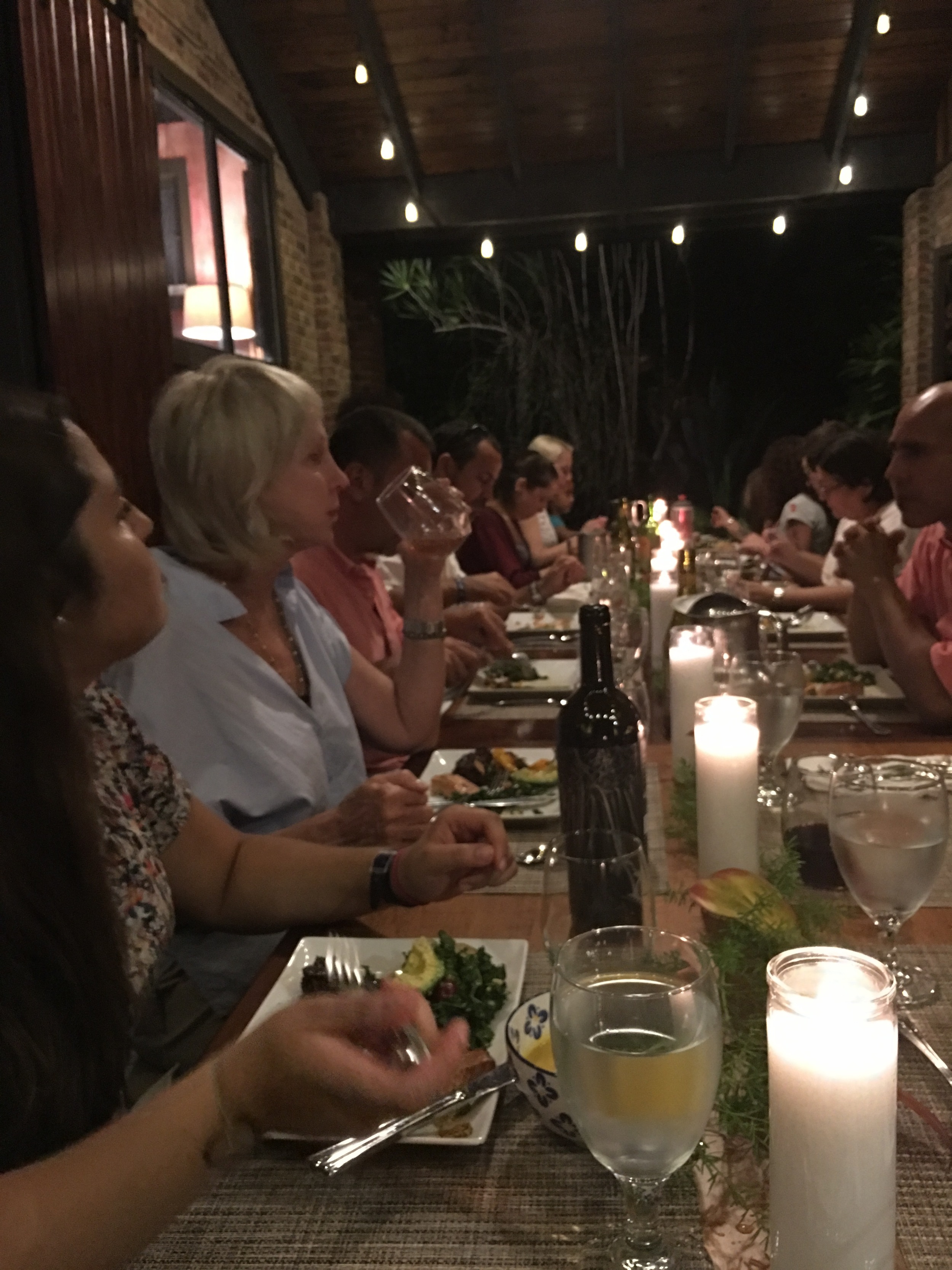 PRB&BA members enjoying Renée's dinner at the Rainforest Inn