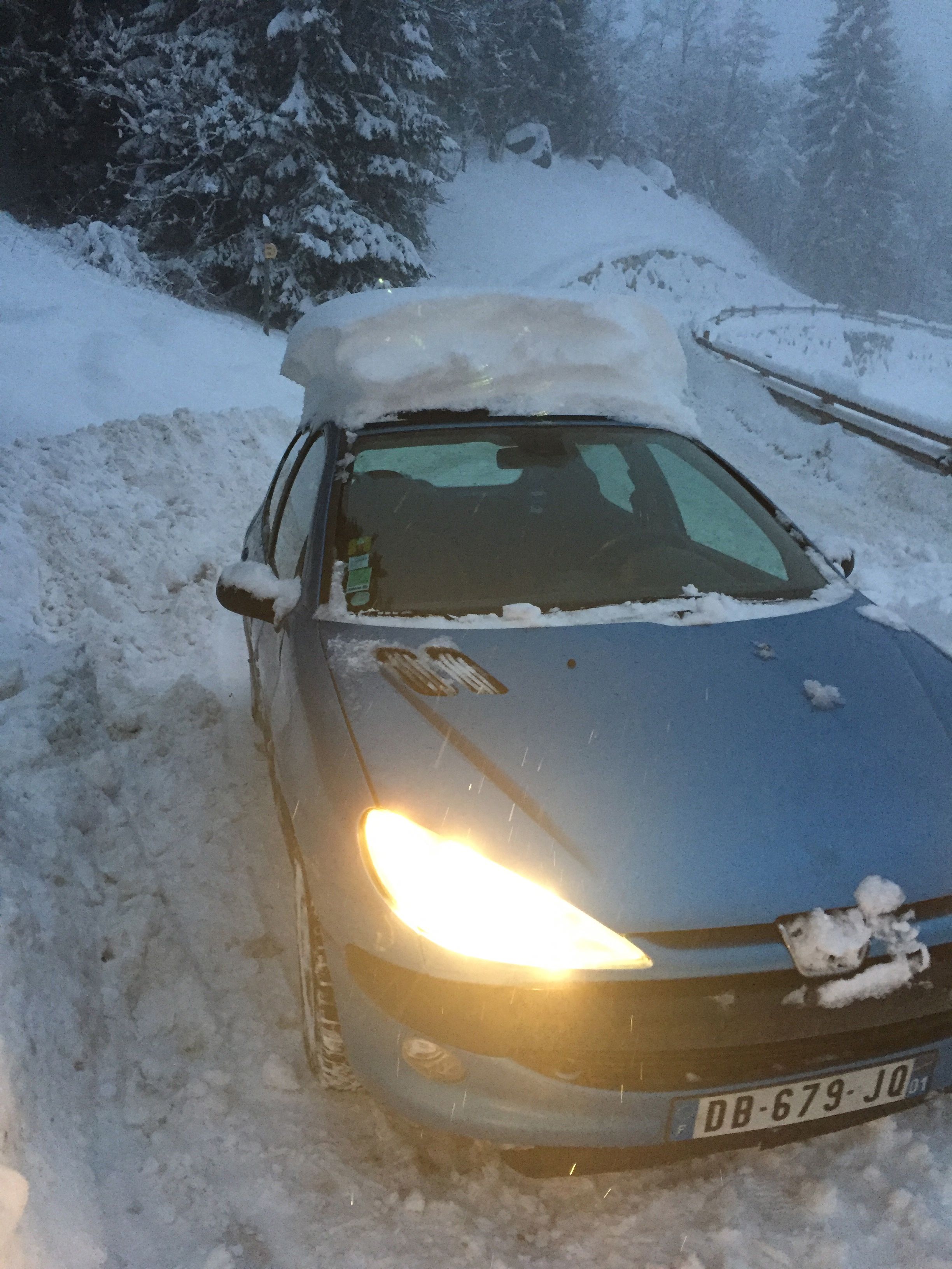 Jo's little pocket car taking on the snow storm day after day!