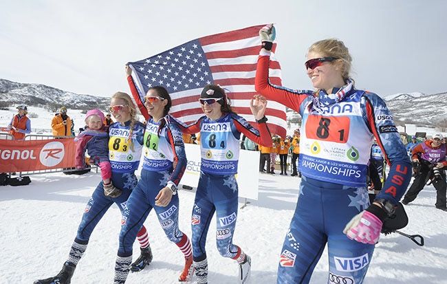 Cheering on my younger teammates during World Junior Championships. Pretty incredible to see them on the podium! (USSA Nordic photo).