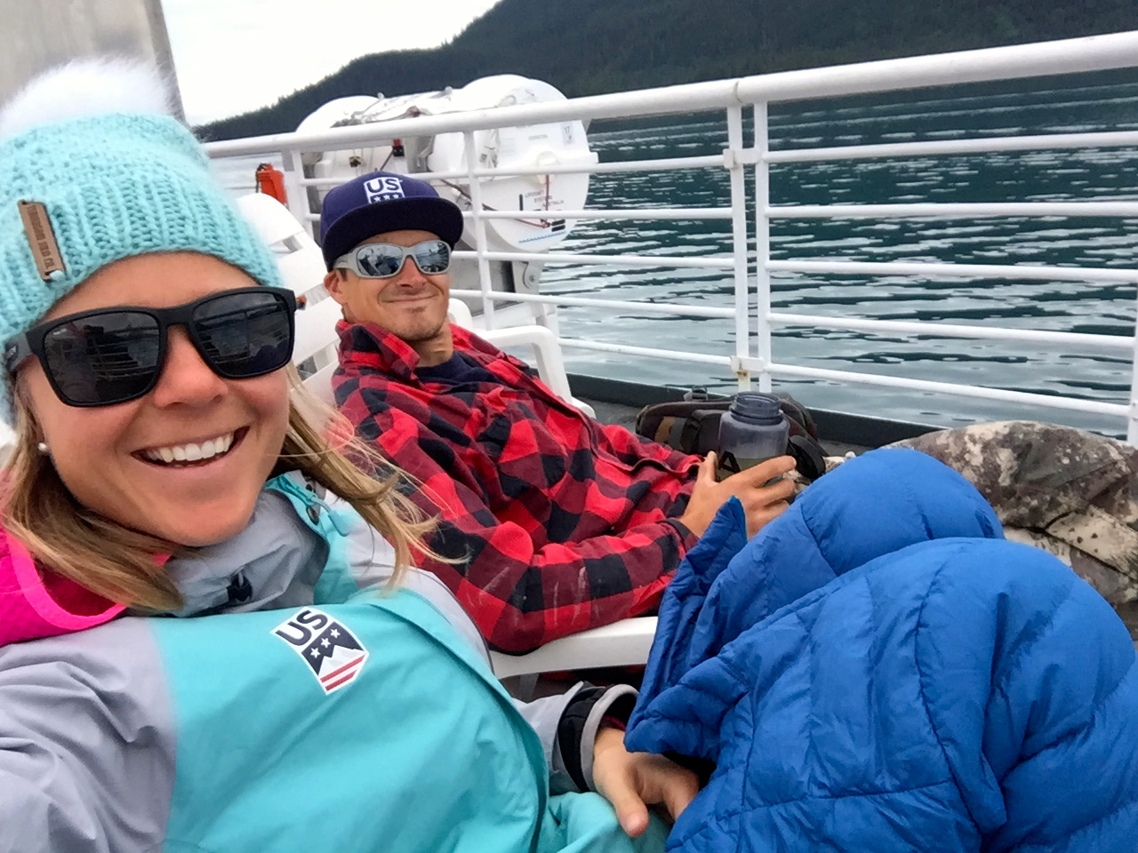 Celebrating on a ferry down to Valdez.