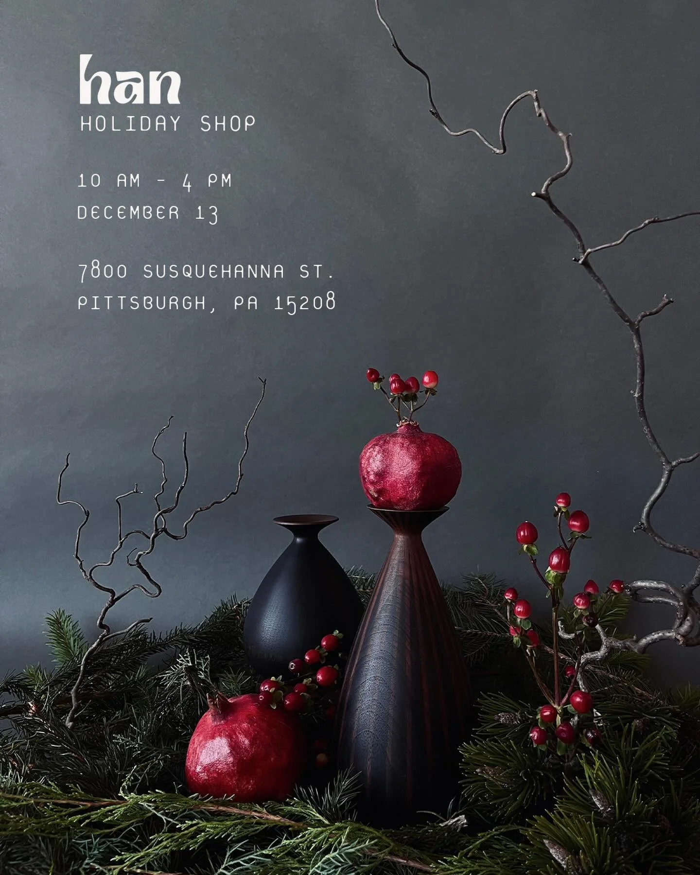 I am VERY excited to share that I will be hosting my first Holiday Shop at my studio on Saturday, December 13! My studio doors will be open for you to visit and see what I&rsquo;ve been working on. I will have a large variety of pieces available in t