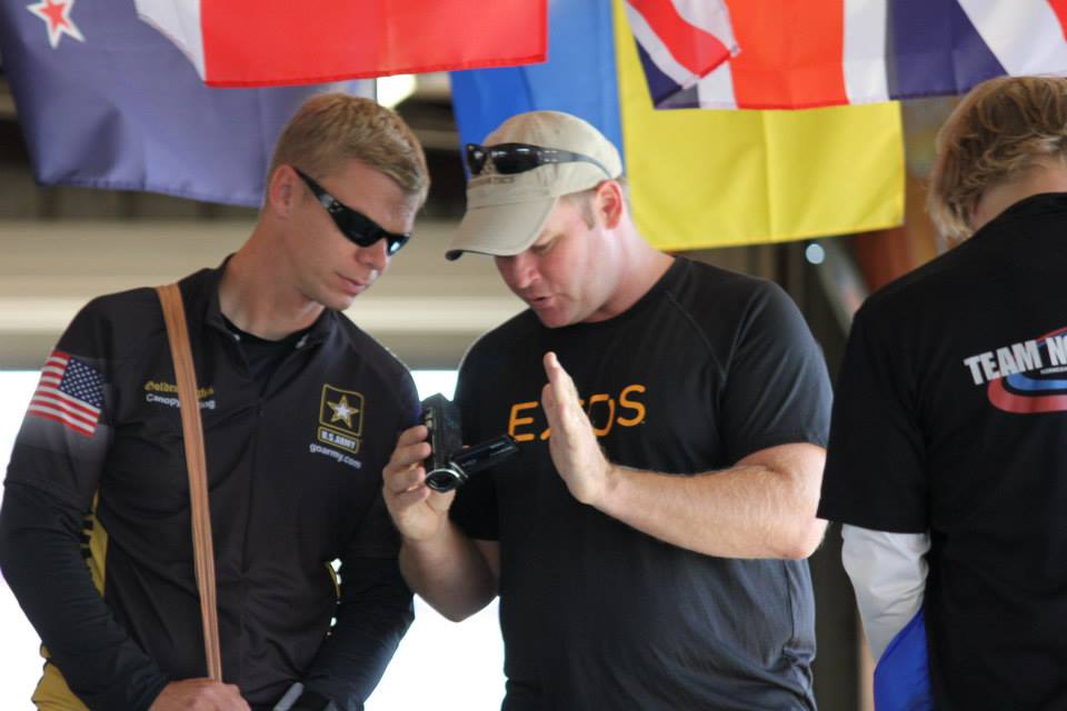 Coaching former teammate, 2 time U.S. National team member and 2011 U.S. National Advanced Champion, SFC Joe Abeln of the U.S. Army Parachute Team.