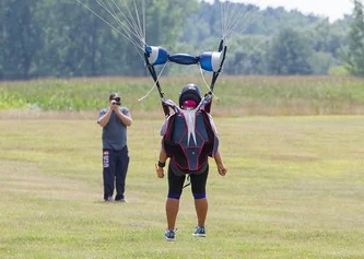 Videoing a landing during an Essential Skills Course at Connecticut Parachutist Inc. Photo courtesy of SkydivingStills.com 