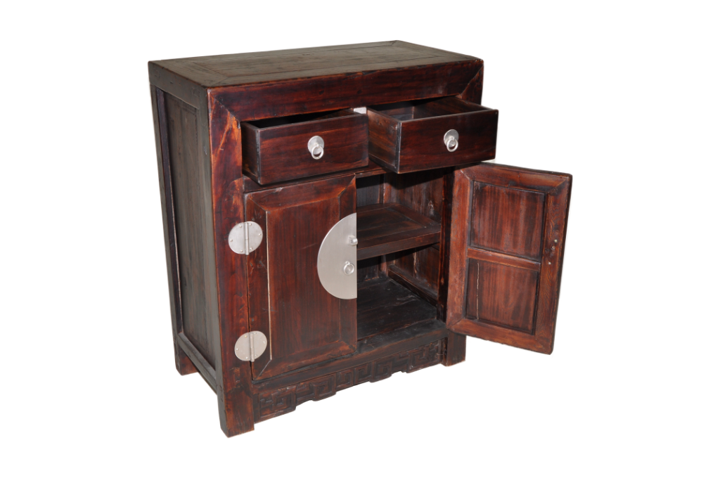 natural finish nickel hardware chinese cabinet