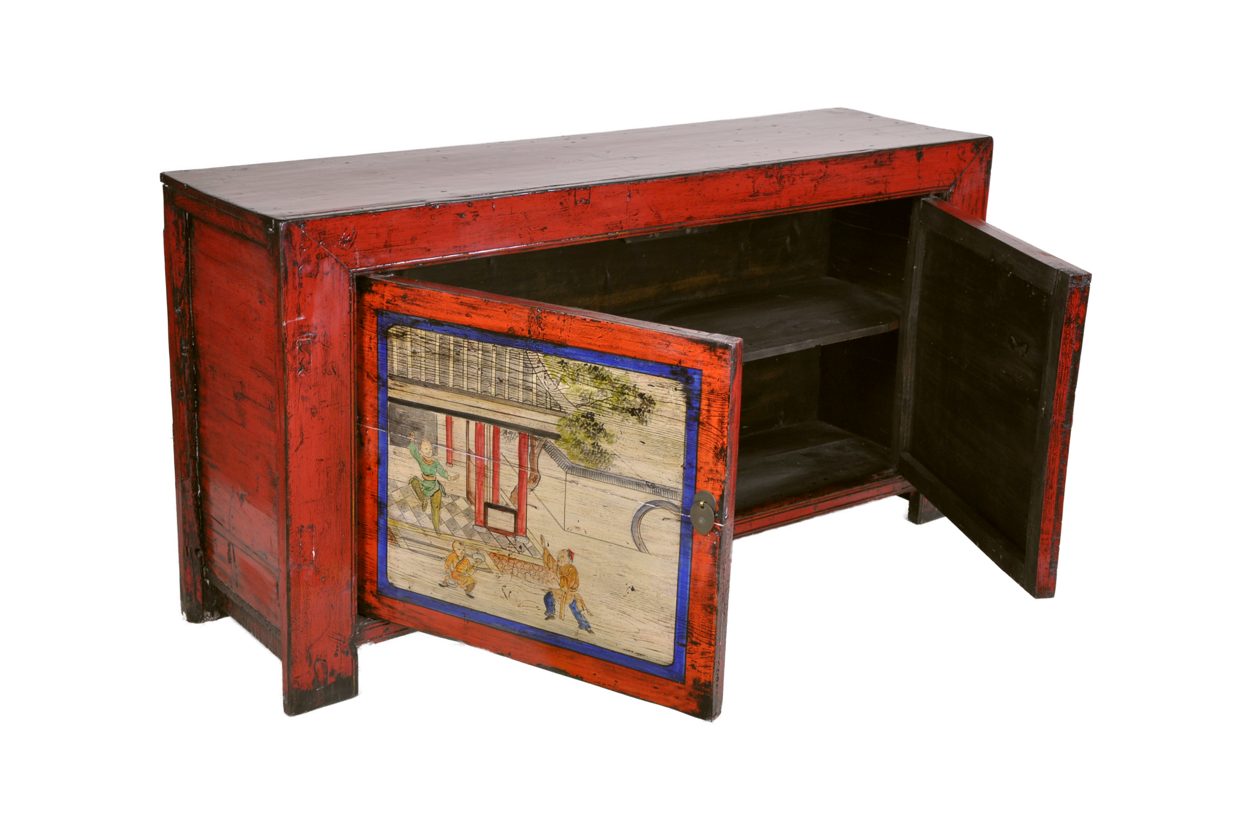 Children's Lessons in Courtyard on High Gloss Cabinet Open