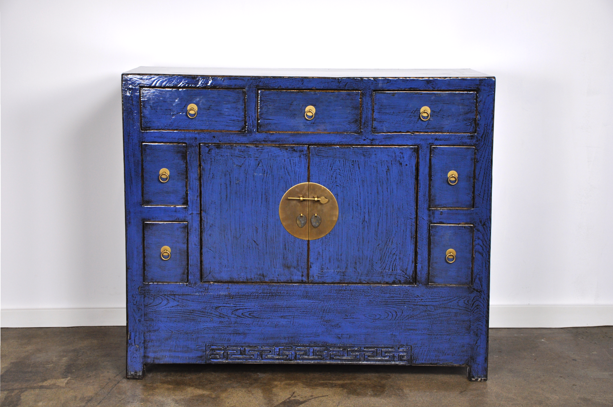 Asia America Chinese High Gloss Royal Blue Apothecary Cabinet