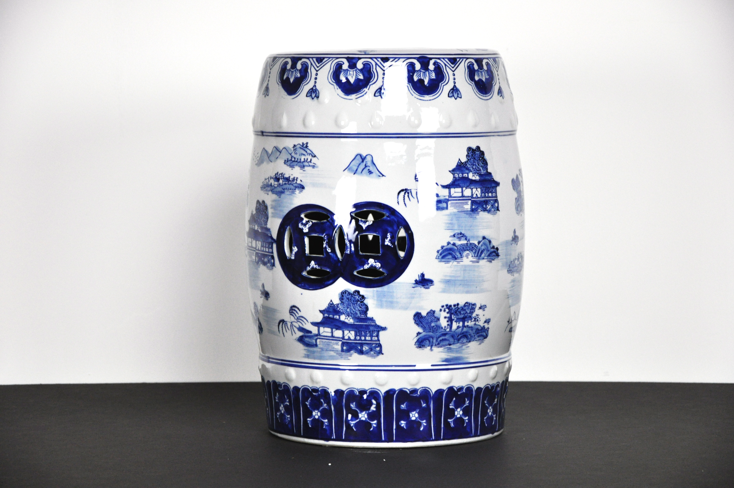 Blue and White Porcelain Garden Stool