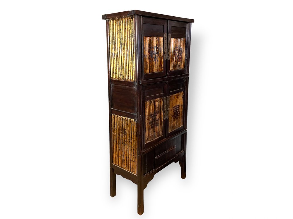 Antique Split Bamboo Storage Cabinet - Clearance - Endicott Home