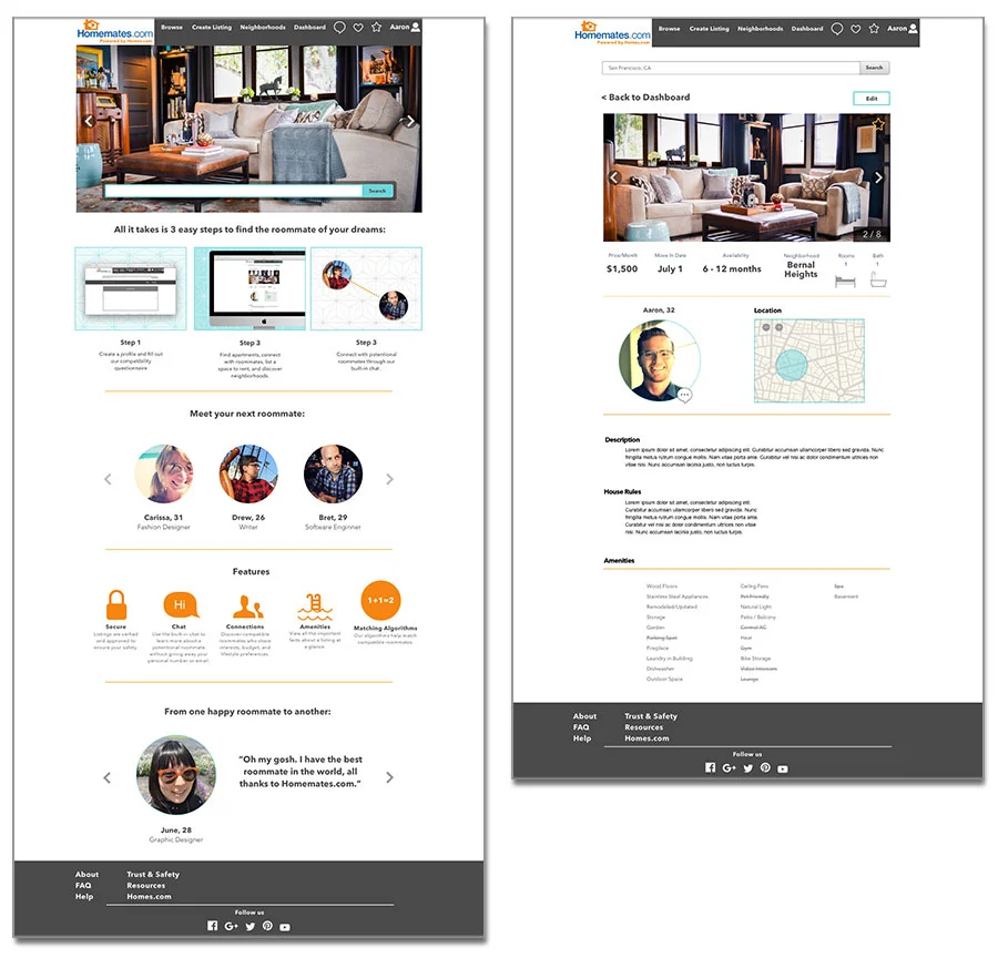 Home page - logged in // Aaron's Listing Page