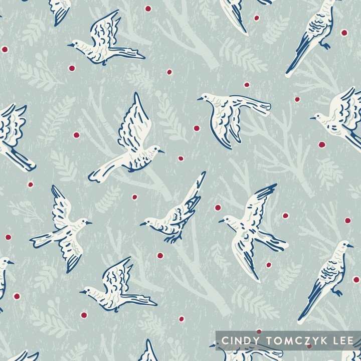 Mourning doves repeating pattern.

Inspired by a roadtrip to Tucson, Arizona last year. My husband and I took our chihuahua mix and it was already hot in May, so we would walk our dog in the little neighborhood in the mornings and evenings when it wa