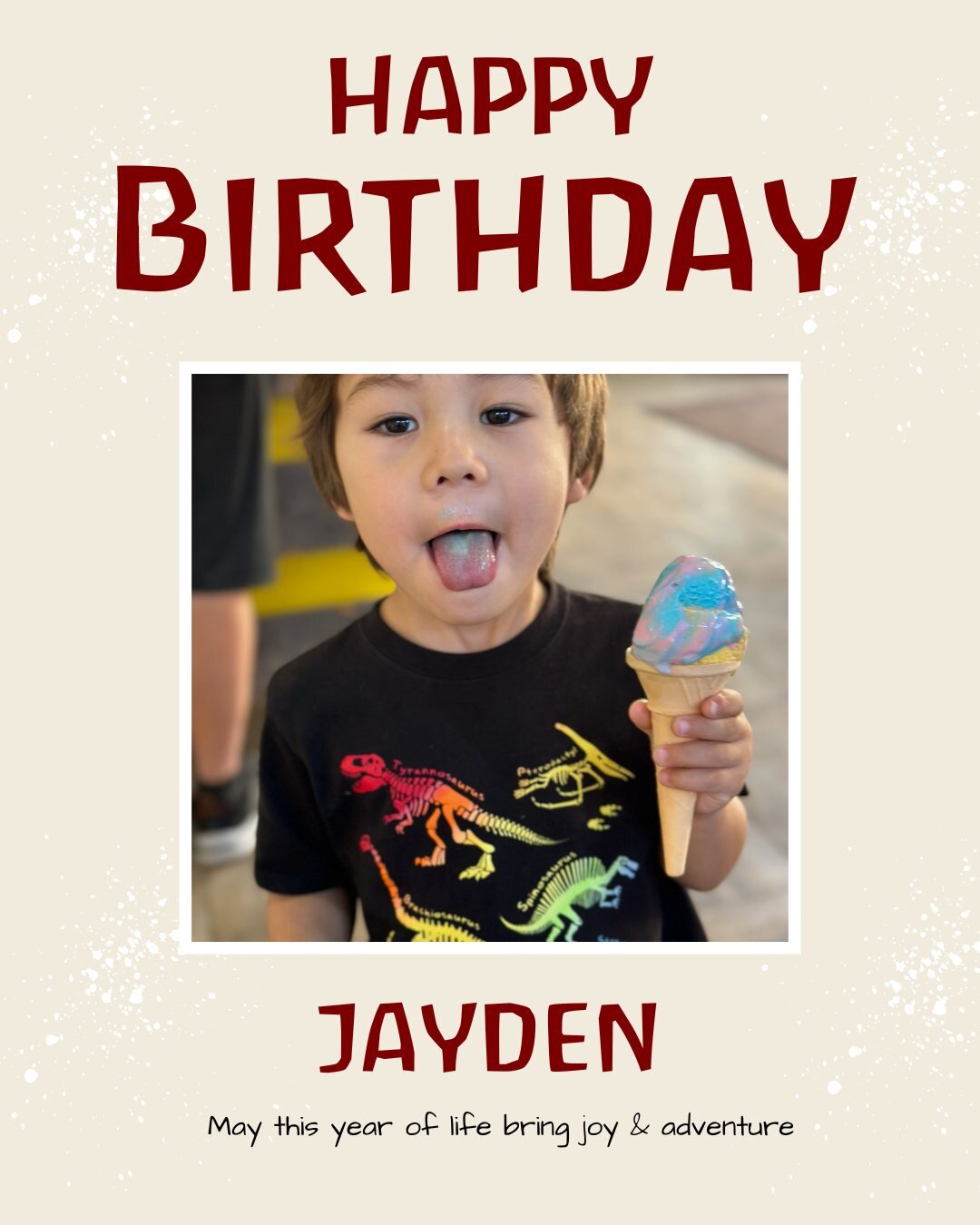 Happy Birthday sweet Jayden! 

He is excited to have a party at home with everyone in Prairie Wind to eat cake today...
AND... he is extending his celebration into Saturday with a day of laughing &amp; splashing at the Water Park. 

Please wish sweet