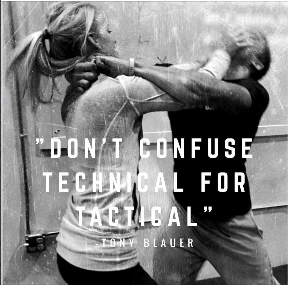 This isn't what it looks like.  This is a demonstration of physics and the startle-flinch response.  When you flinch your fingers splay and your hands push away the danger.  The beauty of the SPEAR System is that we harness that energy and then teach participants how to redirect the kinetic energy using this instinctive movement. This makes the SPEAR System the easiest self-defense protocol to learn because the movement is already hard-wired in you.