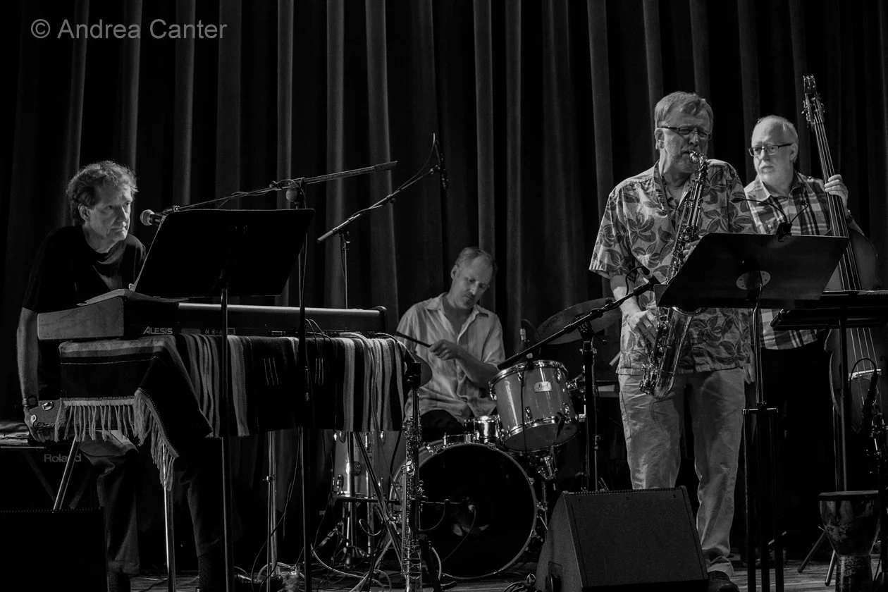 Larry McDonough, piano and vocals Richard Terrill, saxes and poetry Greg Stinson, bass Dean White, drums