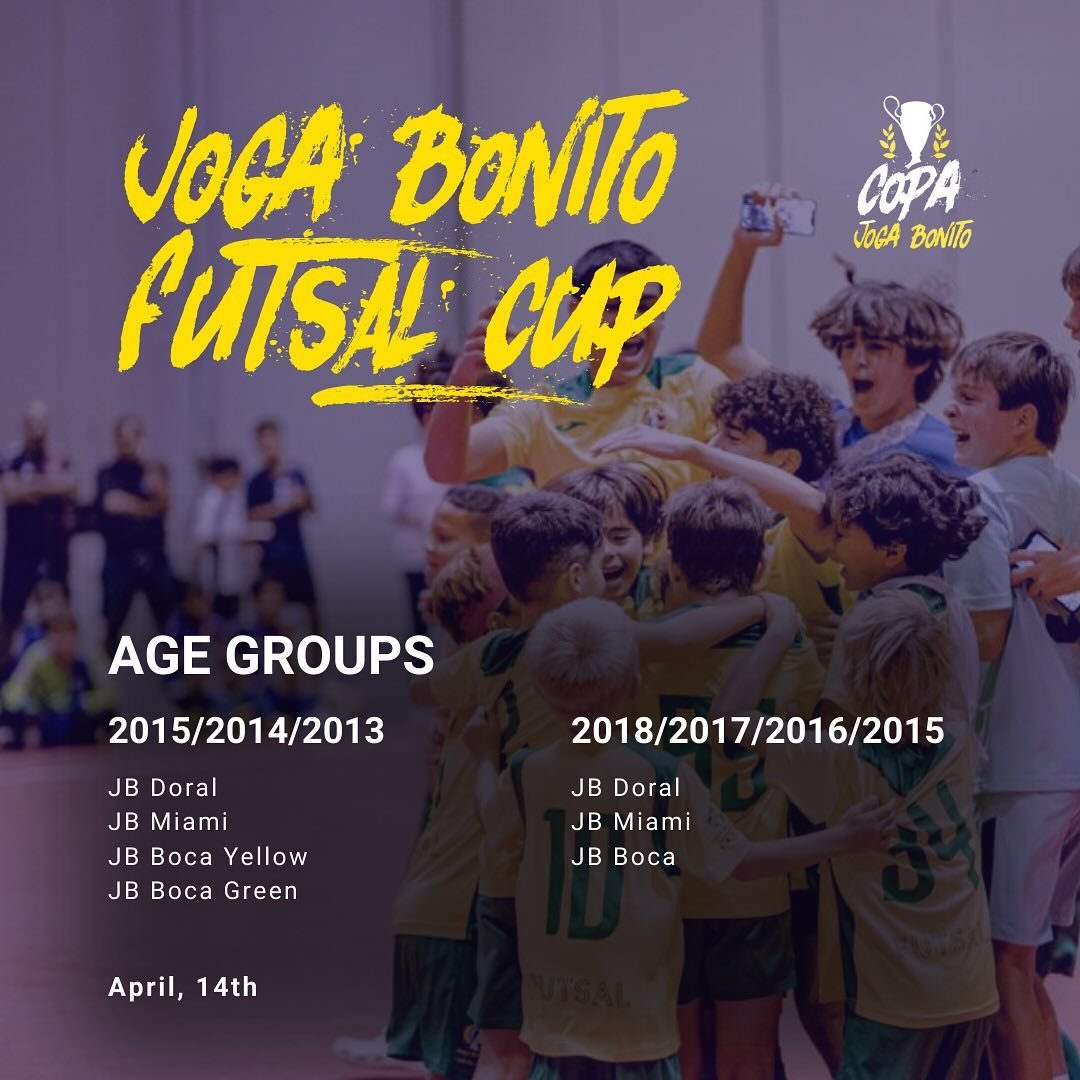 Exciting time for our academy!!!

The Joga Bonito Futsal Cup is a just a day away and we can&rsquo;t wait to see our players shining on their Yellow and Green Armour defending their practice location. 

Above you can find our tournament schedule and 