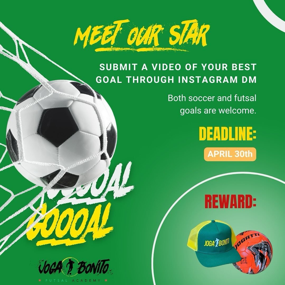 Calling all JB Players to join our exciting competition.

Showcase your talent by sharing a video of your best goal &ndash; whether it&rsquo;s on the field or futsal court.
Submission Deadline: April 30th.

The winning video, selected by community vo