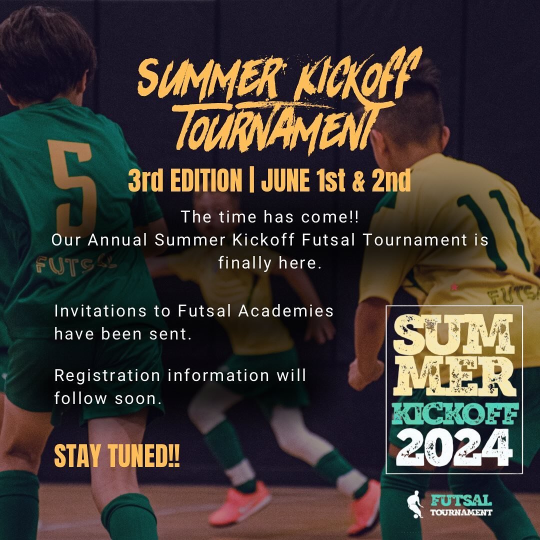 Get ready for an epic showdown on the futsal court! Our 3rd Annual Summer Kickoff Tournament is here: June 1st &amp; 2nd. Stay tuned for updates. ⚽🌞 

#summerkichoff #jogabonitofutsalacademy #jogabonito #jbfutsalacademy #tournament #court #futsal