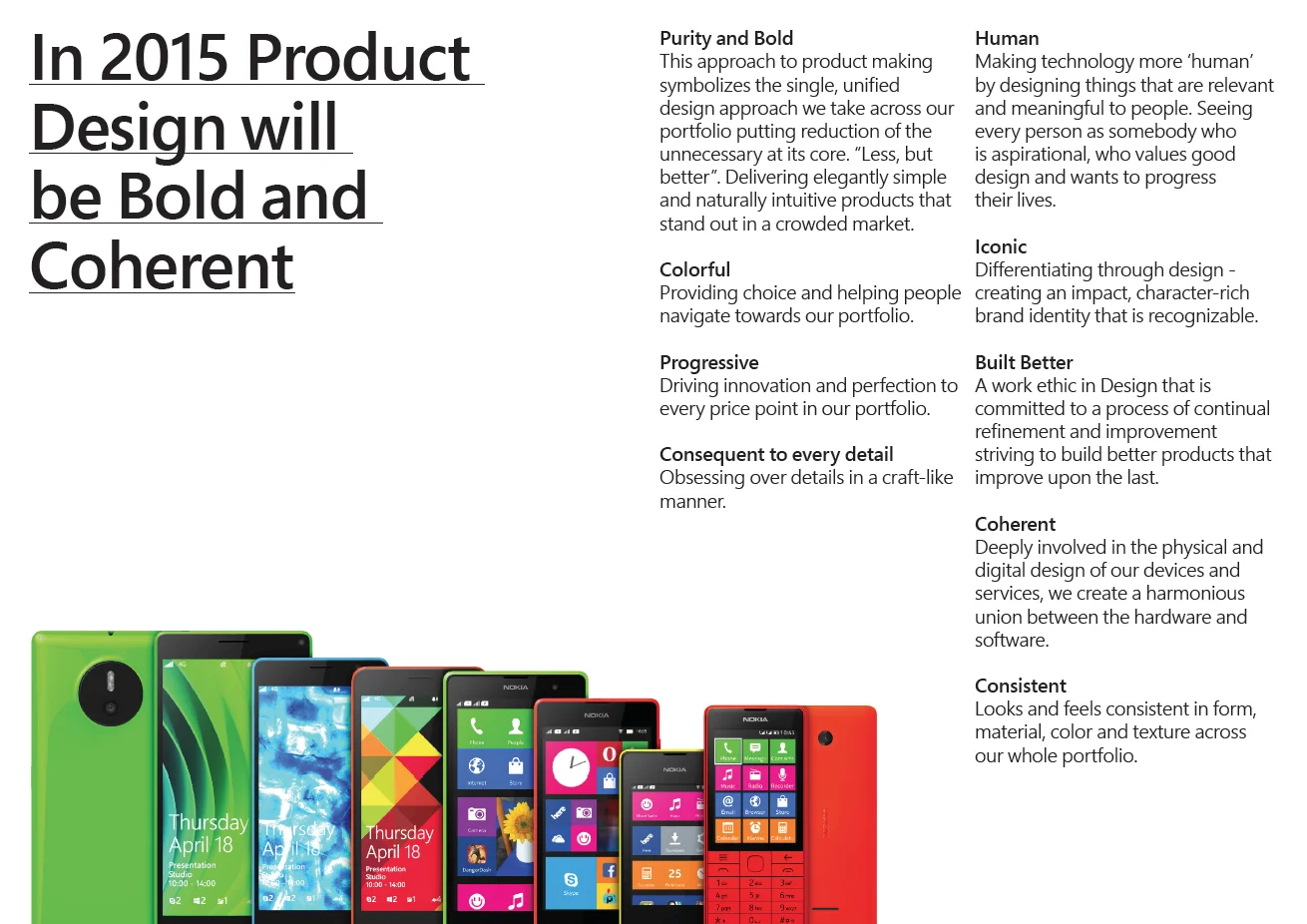  Capturing the design key messages for the portfolio of products and services. 