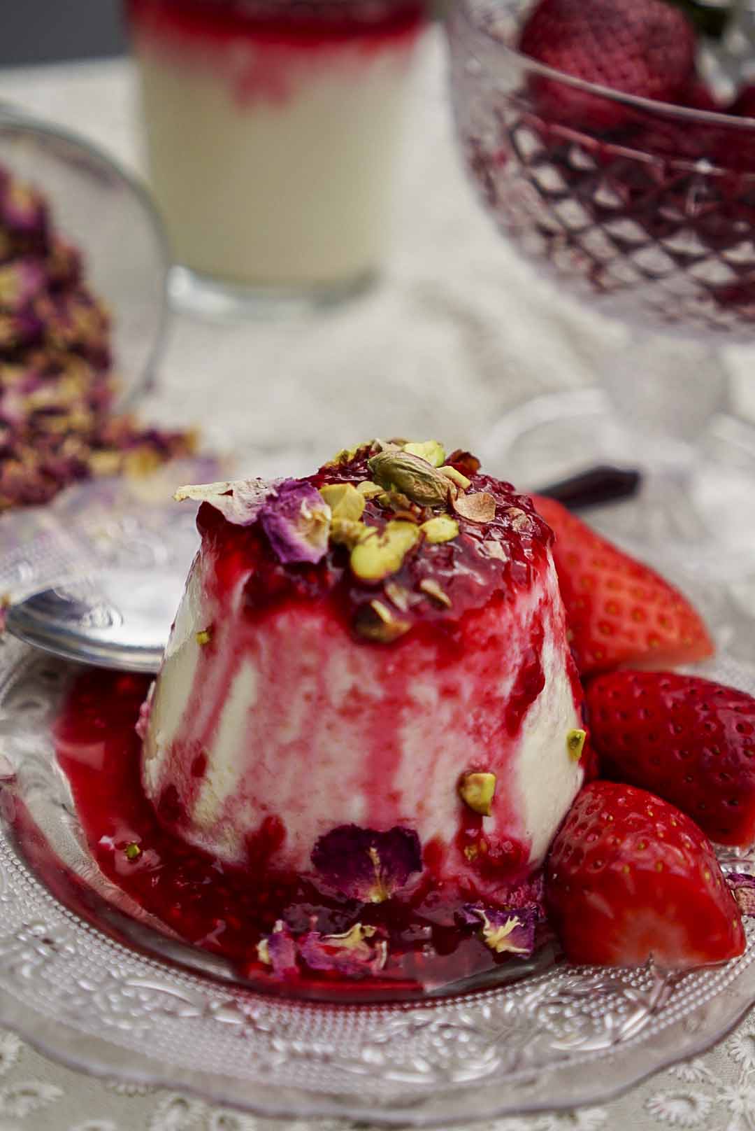 Rosewater Vanilla Panna Cotta Gelatine Free Golden Tiffin